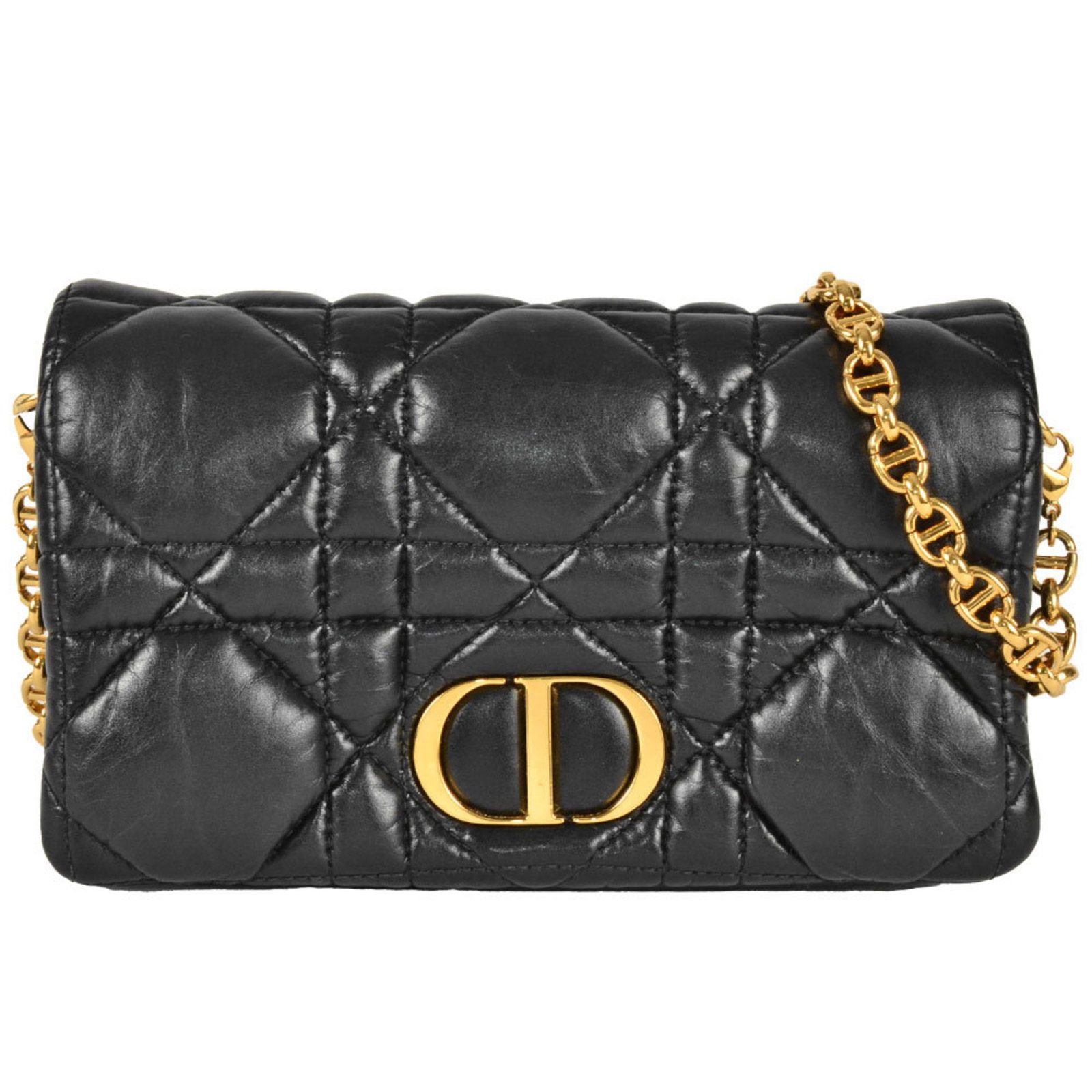 Shoulder bag leather by Christian Dior: Shoulder bag leather by Christian Dior Black leather shoulder bag by Christian Dior, featuring a sleek design with a size of 12cm x 19cm. Comes with a box and adjustable shoulder strap for a