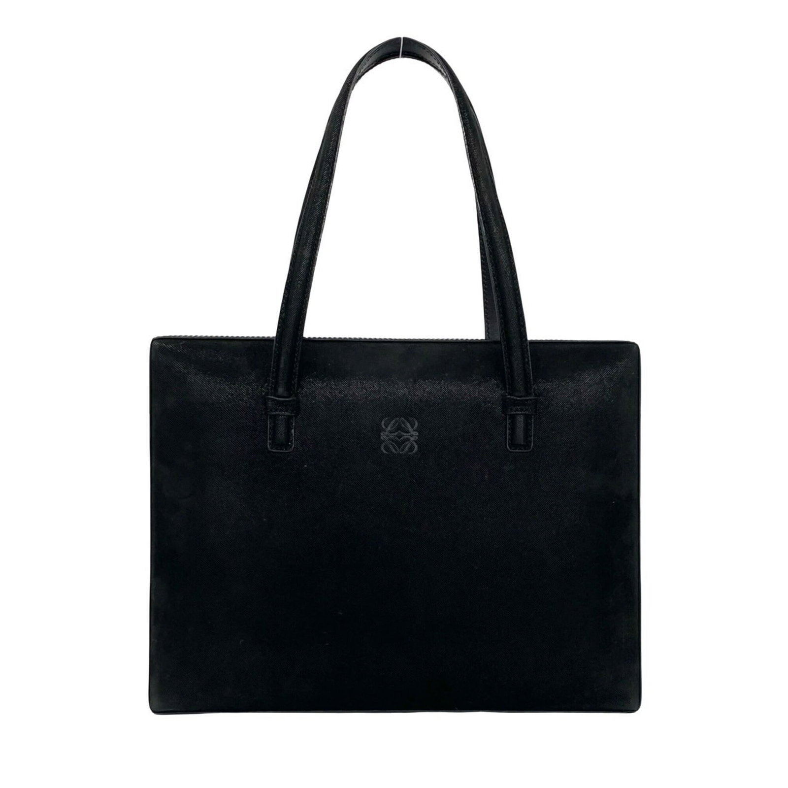 Suede Tote Loewe Handbag: Suede Tote Loewe Handbag Suede Tote Loewe Handbag - A sleek and sophisticated black tote bag made from high-quality suede, measuring 21cm x 26cm x 10cm. The timeless design features a classic shape