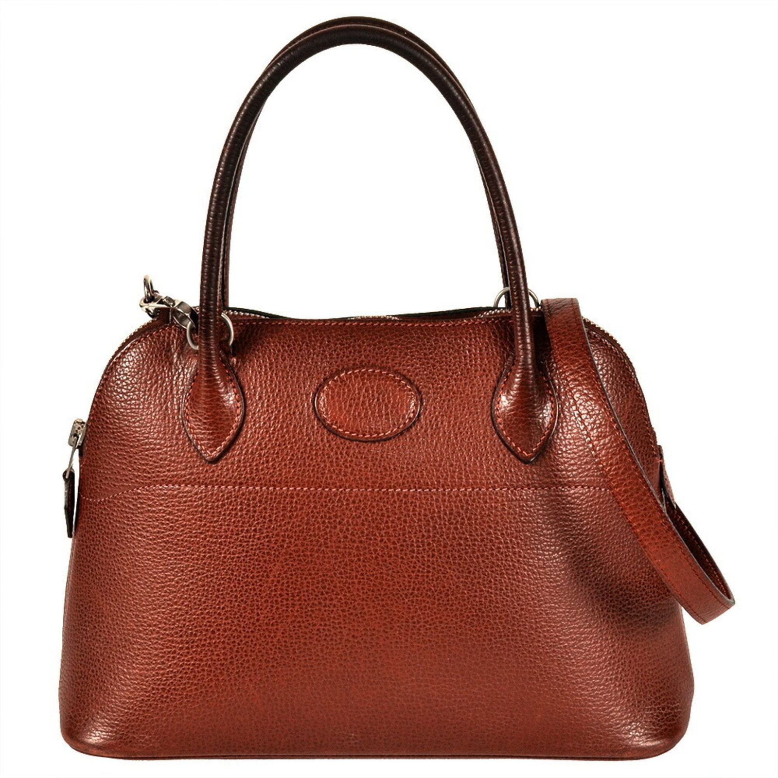 Leather Handbag Hermes Courchevel: Leather Handbag Hermes Courchevel The Hermes Courchevel leather handbag boasts a sleek design with its signature Rouge color and silver hardware, making it a stylish addition to any woman's wardrobe. 