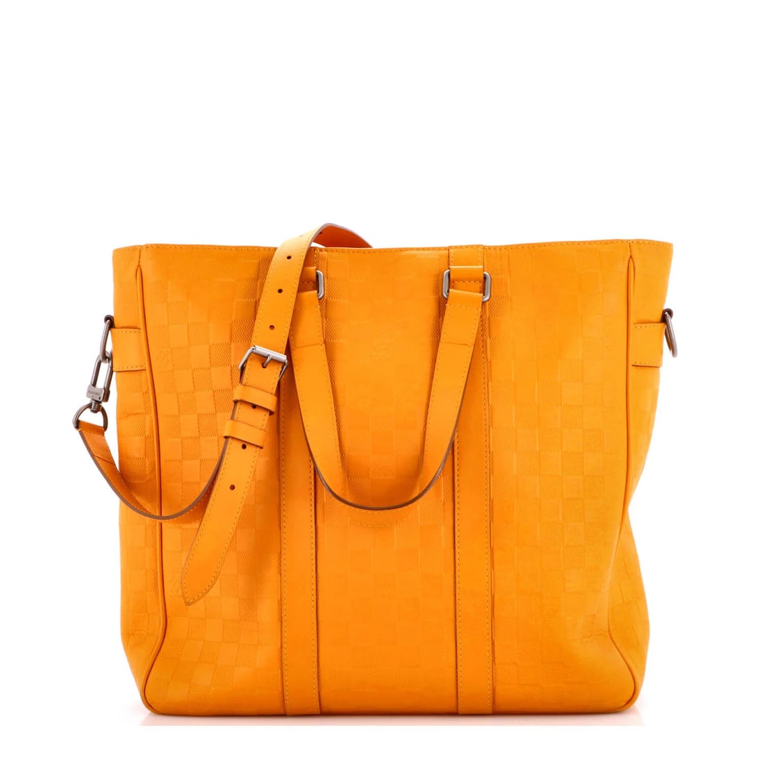 Handbag Damier Leather Louis Vuitton Tadao MM Infini: Handbag Damier Leather Louis Vuitton Tadao MM Infini Yellow Damier Infini Leather Louis Vuitton Tadao MM Infini Handbag. This vintage handbag features a bright yellow exterior with the iconic Damier