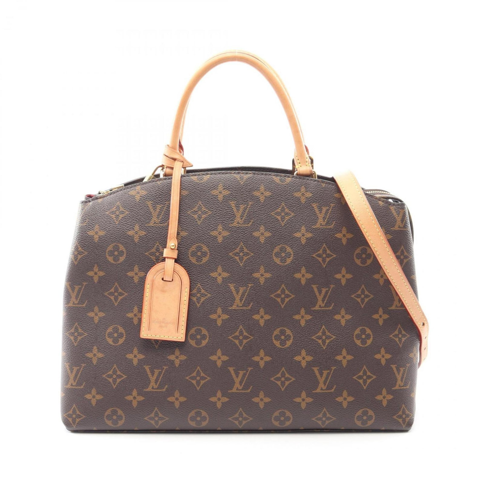 Canvas Leather Coated Handbag Vuitton Louis: Canvas Leather Coated Handbag Vuitton Louis Coated canvas and leather come together in a classic Louis Vuitton design, with the iconic monogram pattern adding a touch of sophistication. This brown