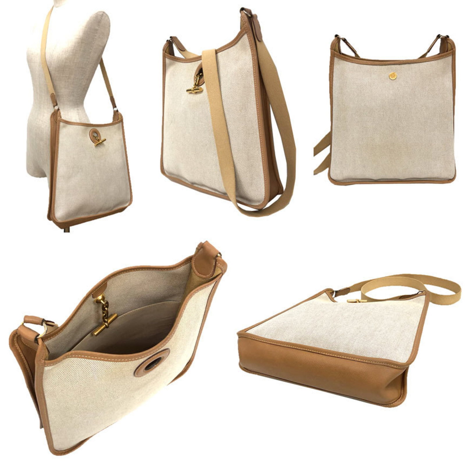 Canvas leather shoulder bag Hermes - 2