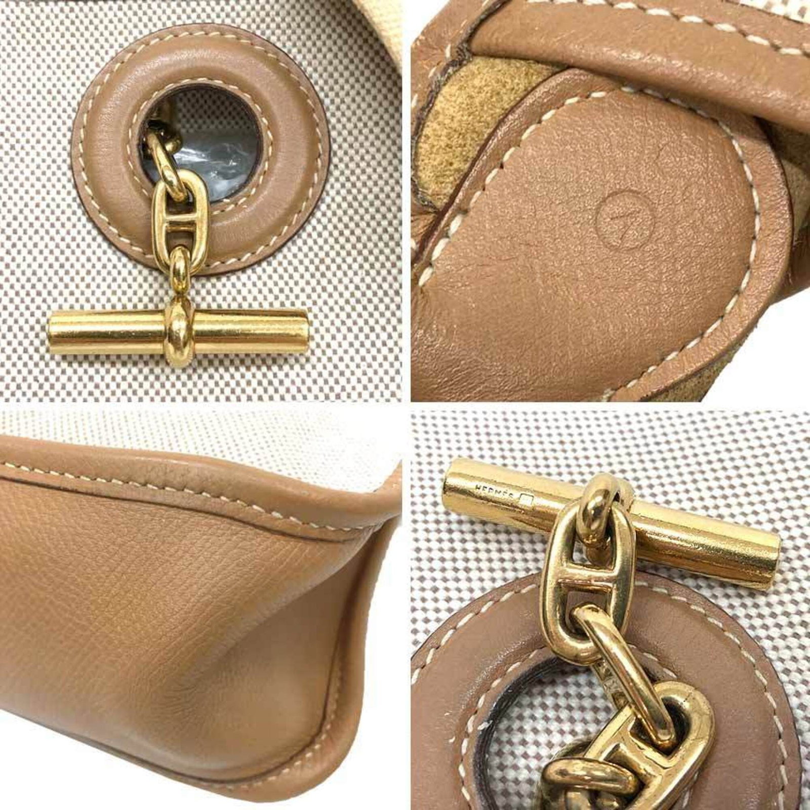 Canvas leather shoulder bag Hermes - 3