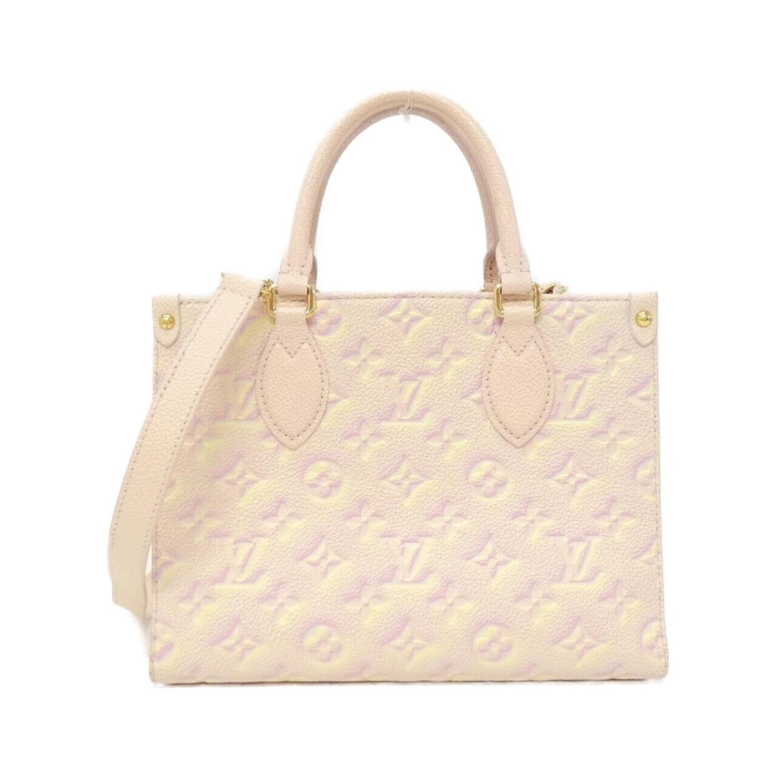 Louis Vuitton Handbag Leather: Louis Vuitton Handbag Leather Light pink calfskin leather, a soft and elegant hue, adorns this Louis Vuitton handbag. Measuring 19cm x 25cm x 12cm, it offers a compact yet stylish design. The bag's