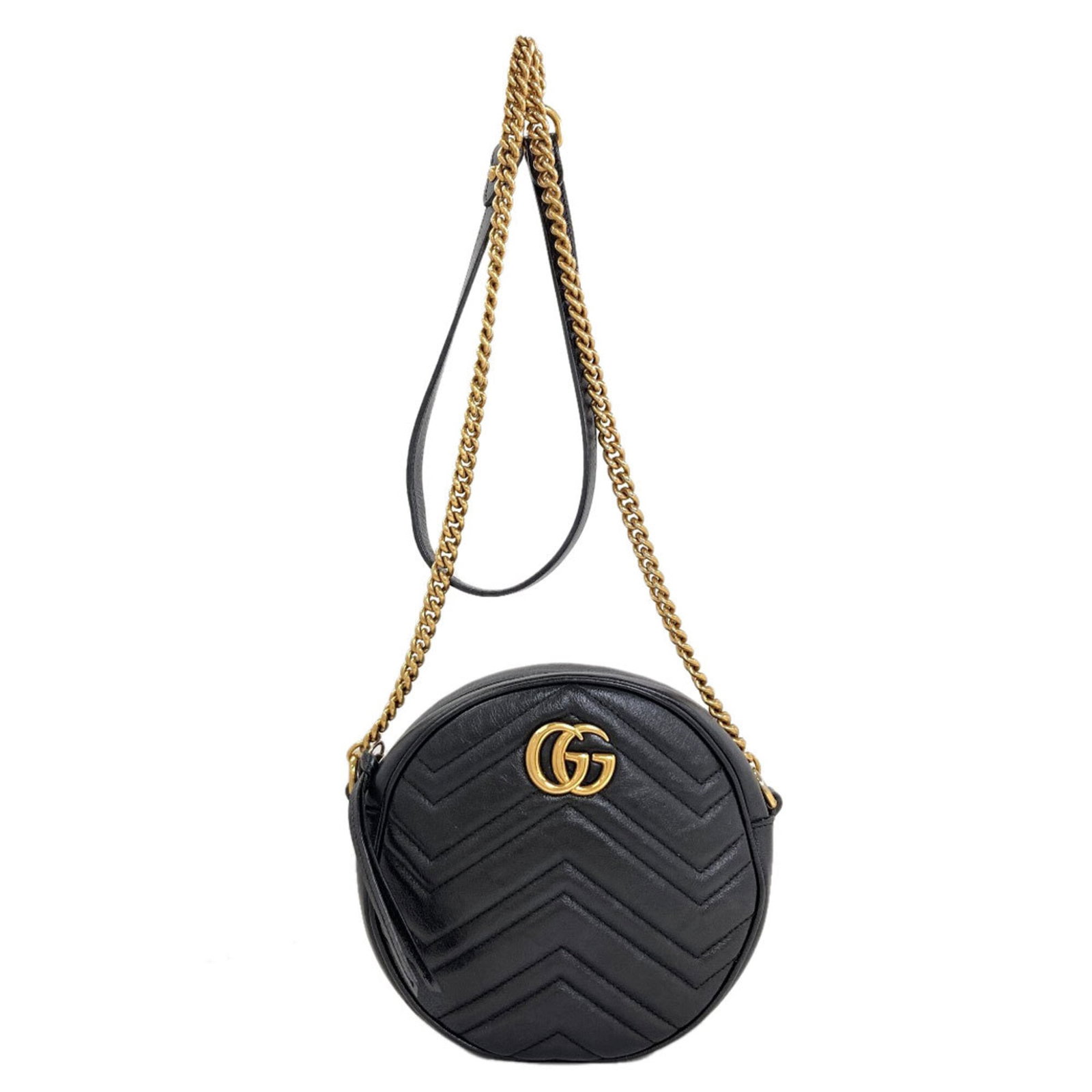 Gucci Shoulder Bag Leather: Gucci Shoulder Bag Leather The Gucci Shoulder Bag Leather features high-quality calfskin leather and a sleek, black design. With its compact size and sturdy construction, it makes a practical choice