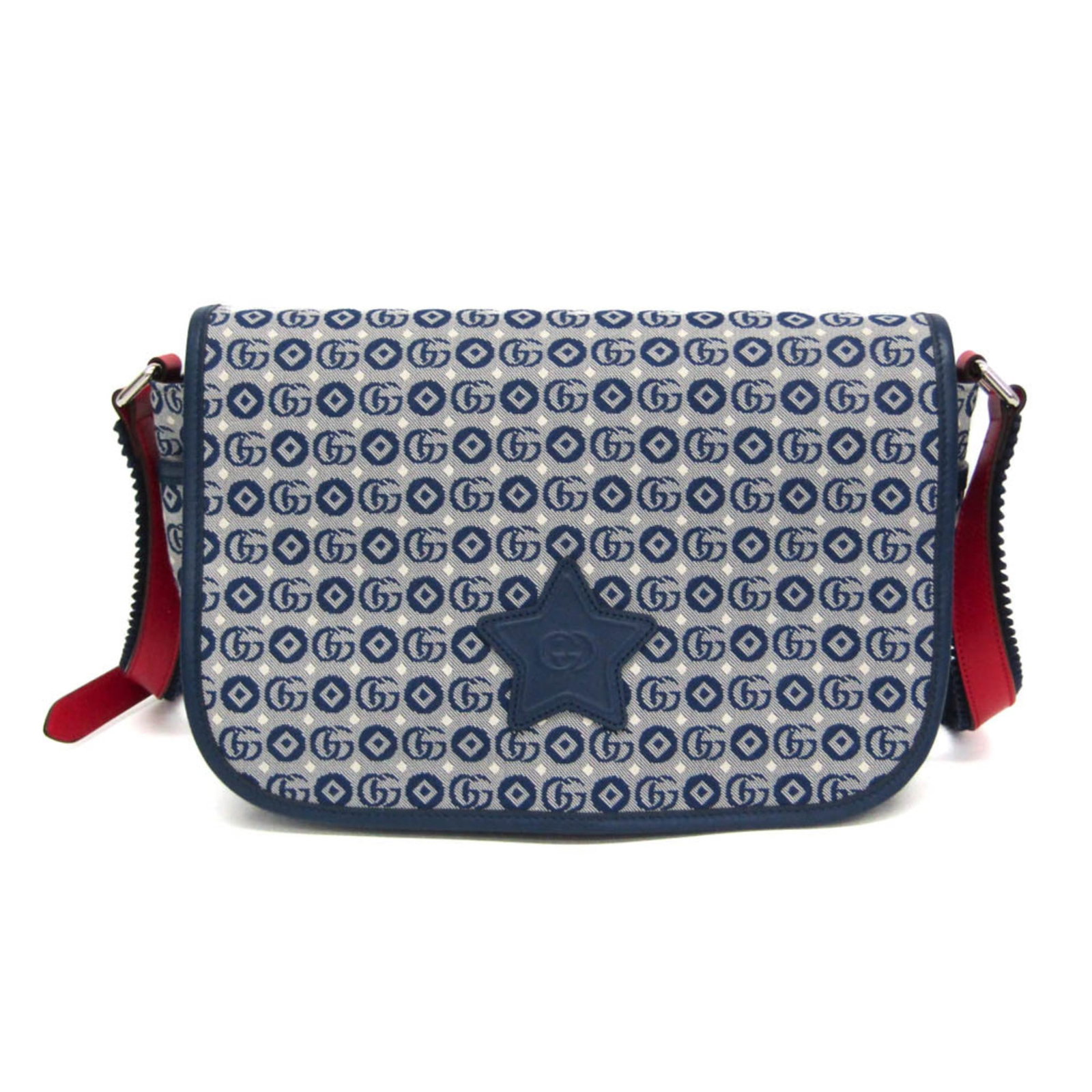 Canvas leather bag Gucci shoulder: Canvas leather bag Gucci shoulder Canvas leather bag with Gucci's iconic interlocking G logo, available in blue and red colors. This shoulder bag features an open pocket on the outer side and a belt