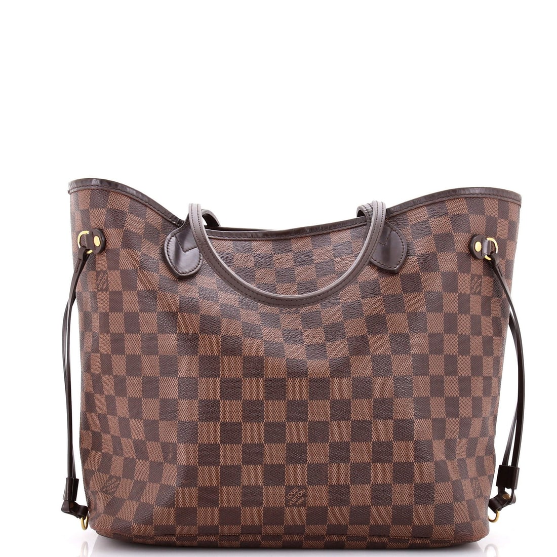 Louis Vuitton Neverfull Tote Damier MM: Louis Vuitton Neverfull Tote Damier MM Brown Louis Vuitton Neverfull Tote Damier MM in excellent condition, featuring creases on the exterior and minor cracking on the handles. The interior boasts a
