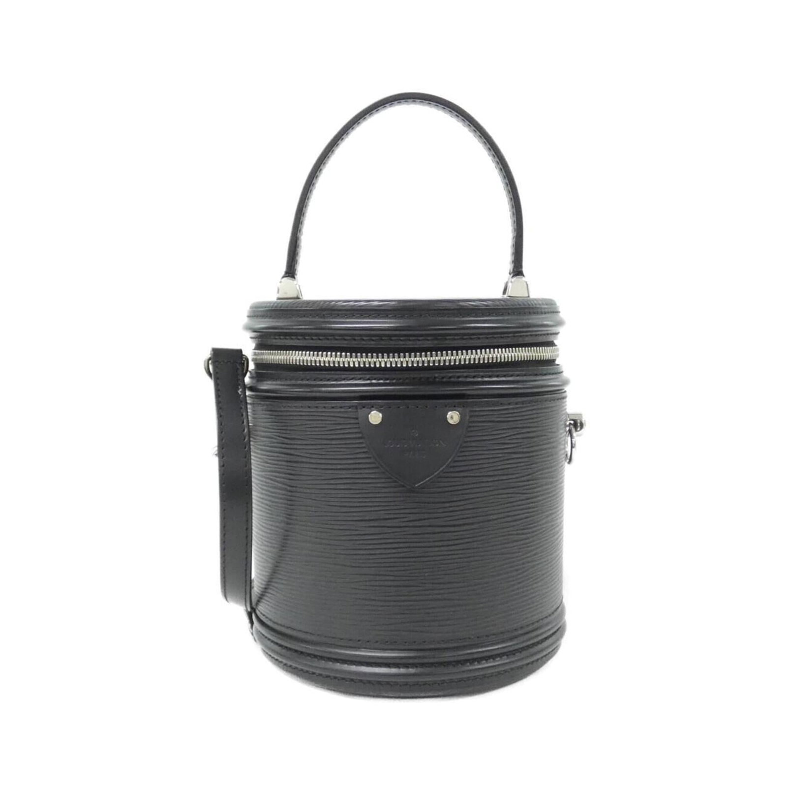 Louis Vuitton Handbag Leather: Louis Vuitton Handbag Leather Black Louis Vuitton handbag made from high-quality calfskin leather, featuring a sleek and sophisticated design. The bag measures 17cm x 15cm x 14cm in size. This luxurio