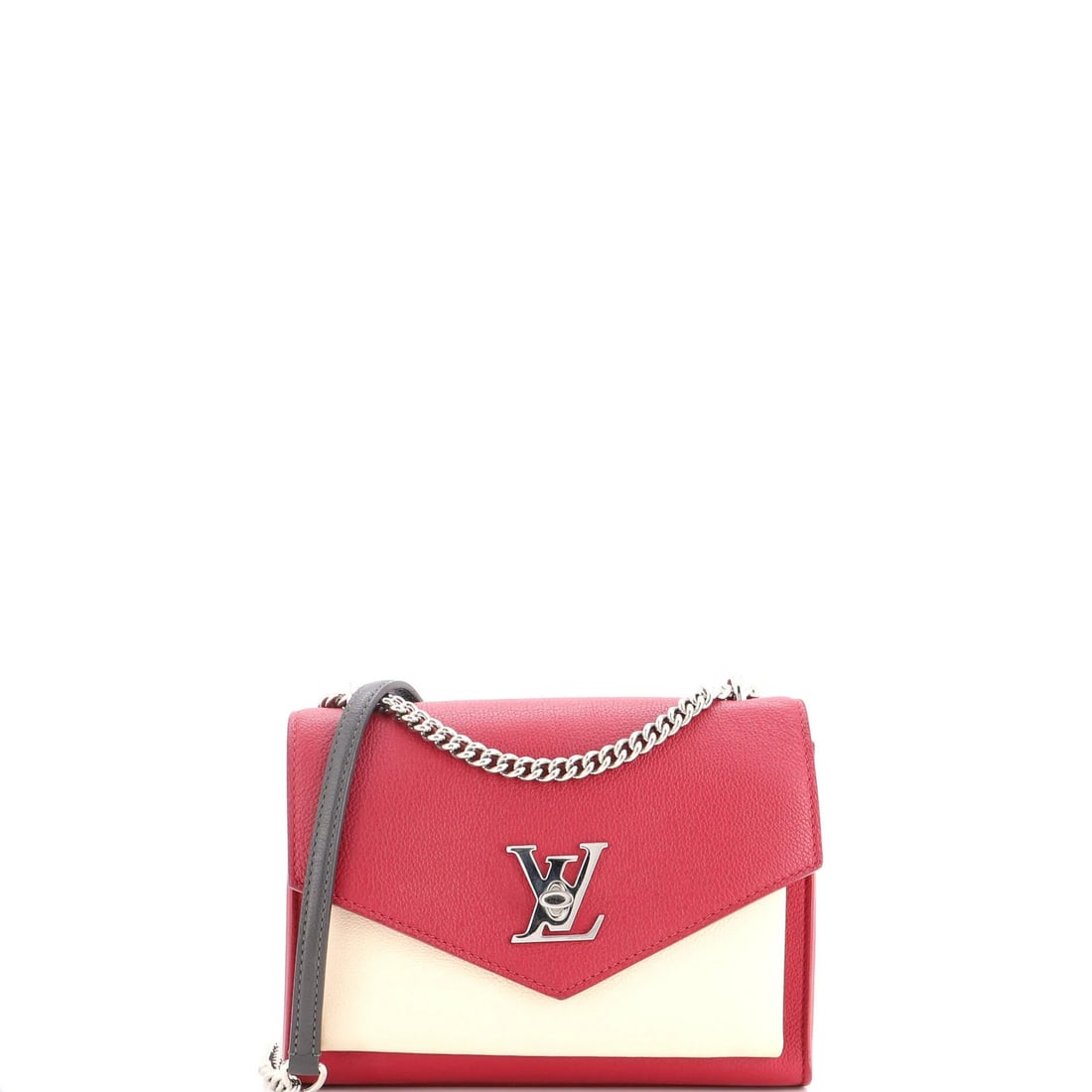 Louis Vuitton Mylockme Handbag Leather BB: Louis Vuitton Mylockme Handbag Leather BB Burgundy leather Louis Vuitton Mylockme handbag with silver hardware, featuring a cross body design and microfiber interior. The bag measures 7.5" tall, 9"