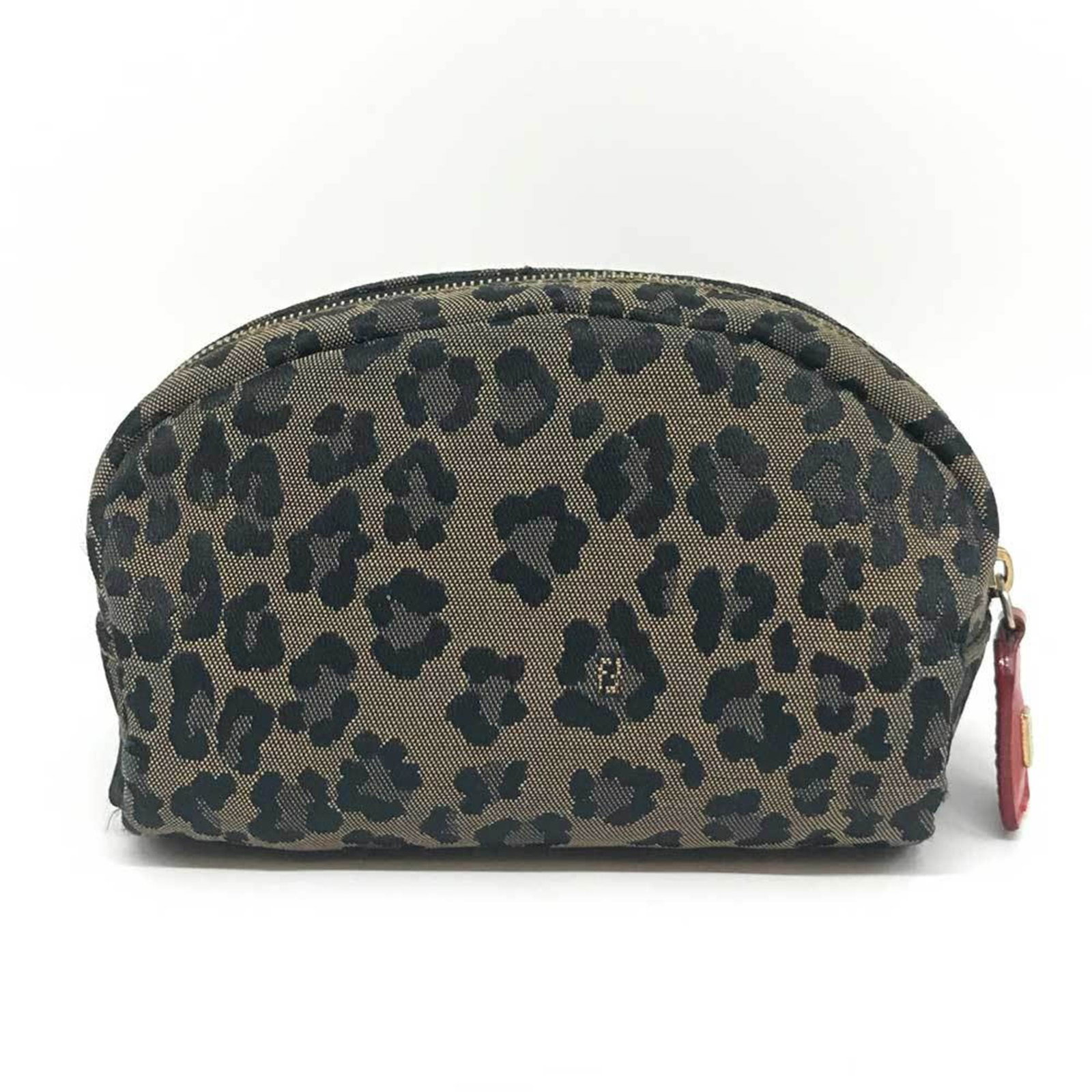 Canvas leather pouch by Fendi: Canvas leather pouch by Fendi Canvas leather pouch by Fendi, featuring a sturdy canvas exterior and premium leather trim. The brown color and zipper closure add a touch of sophistication to its