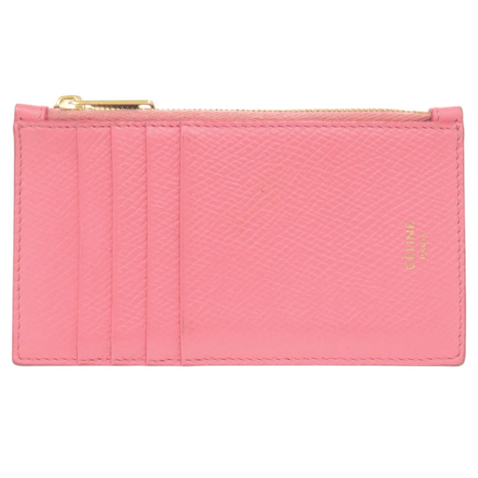 Celine Card Case Leather: Celine Card Case Leather This Celine card case leather is made from high-quality Italian leather, featuring a soft pink color and sleek design. Measuring 7.5cm x 13cm, it provides a convenient space t