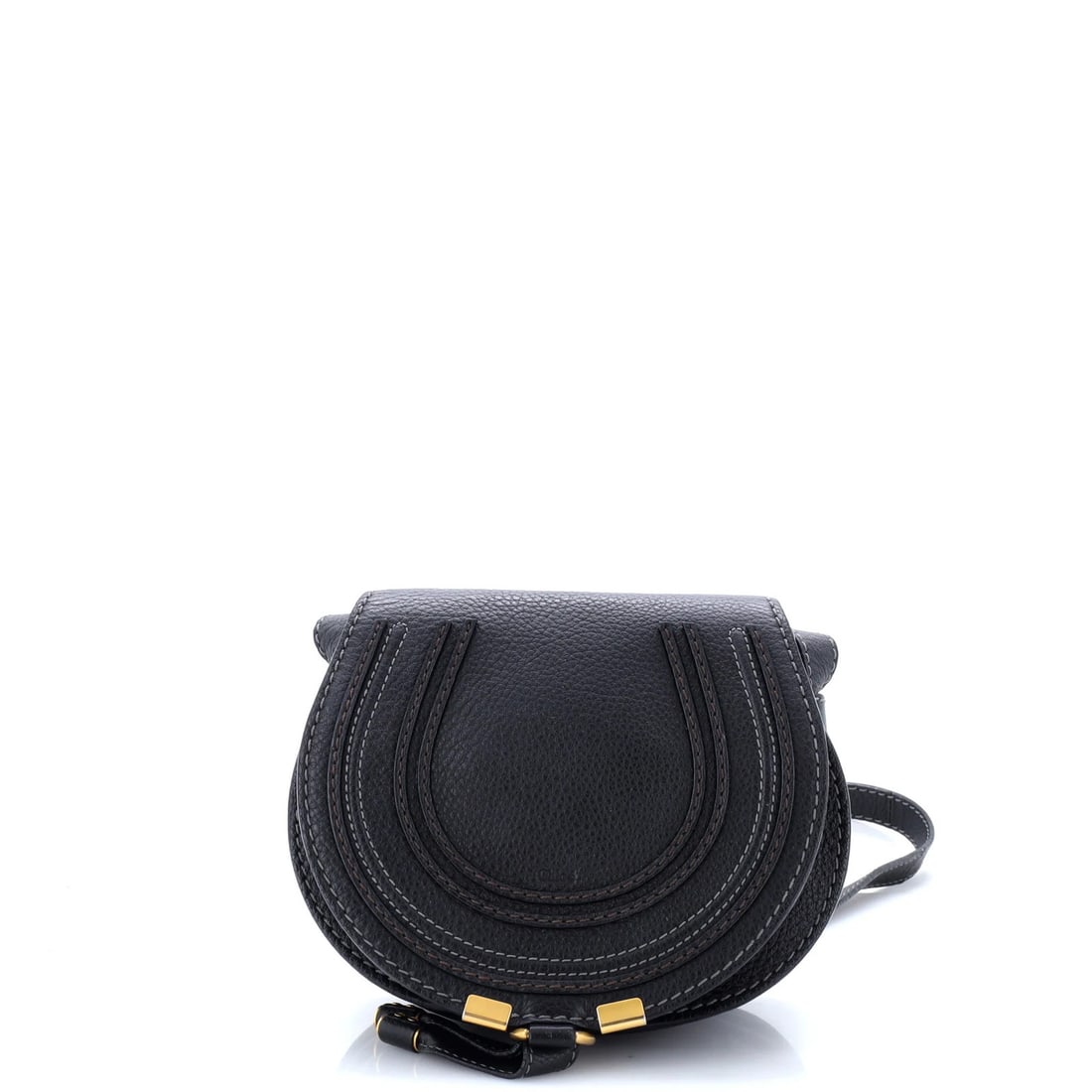 Marcie Crossbody Small Chloe Leather Bag: Marcie Crossbody Small Chloe Leather Bag Black leather Marcie crossbody bag with green interior, featuring aged gold hardware and a classic design. Measuring 7" height x 7" width x 4" depth, it has a