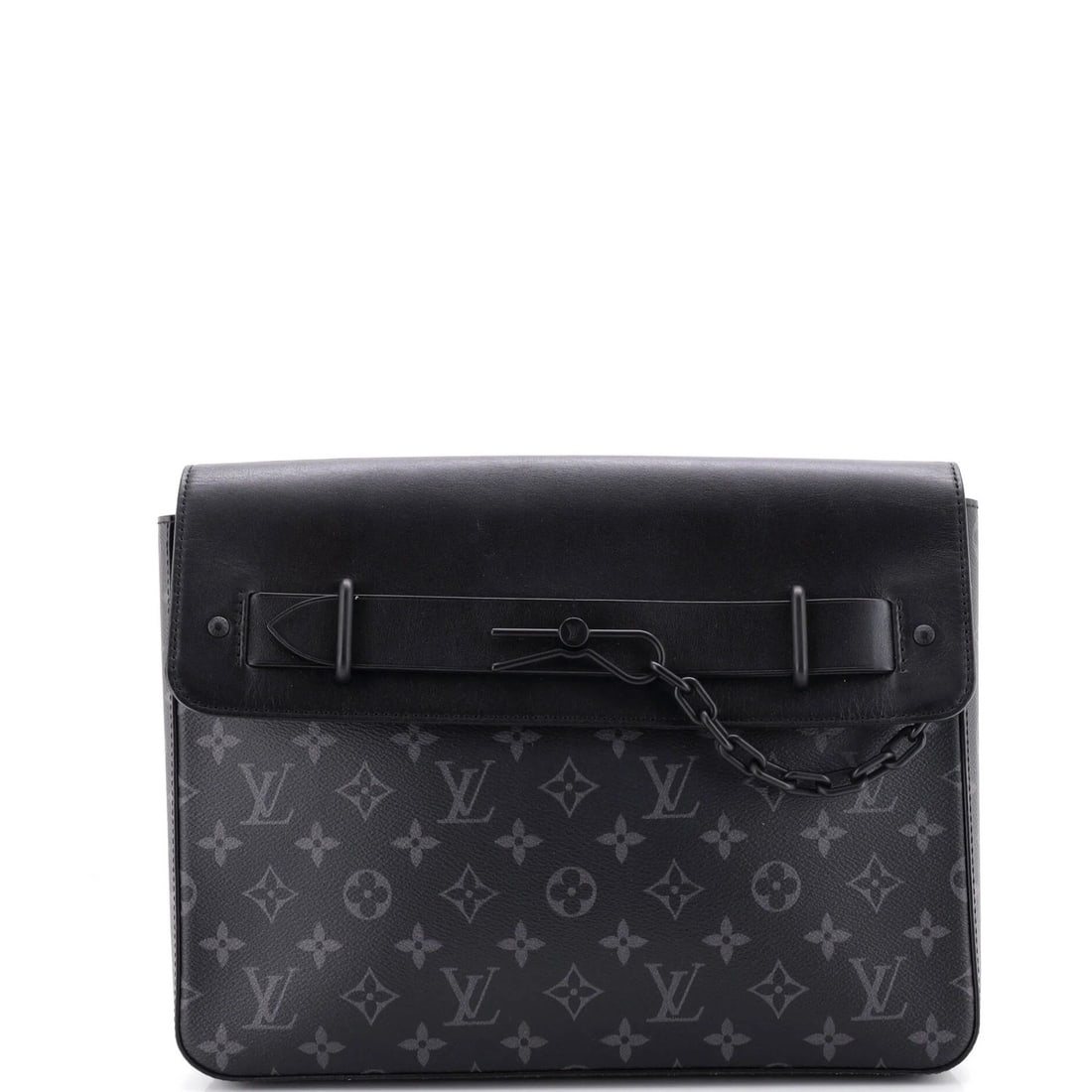 Monogram Steamer Canvas Eclipse Pochette Vuitton: Monogram Steamer Canvas Eclipse Pochette Vuitton Black Monogram Steamer Pochette Vuitton Canvas Clutch with Eclipse Design, featuring iconic Louis Vuitton monogram pattern and coated leather