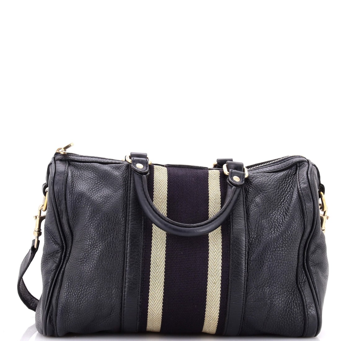 Gucci Vintage Web Boston Bag Leather Medium: Gucci Vintage Web Boston Bag Leather Medium The Gucci Vintage Web Boston Bag Leather Medium boasts a sleek black exterior with a rich leather finish, adorned with gold hardware. This medium-sized bag