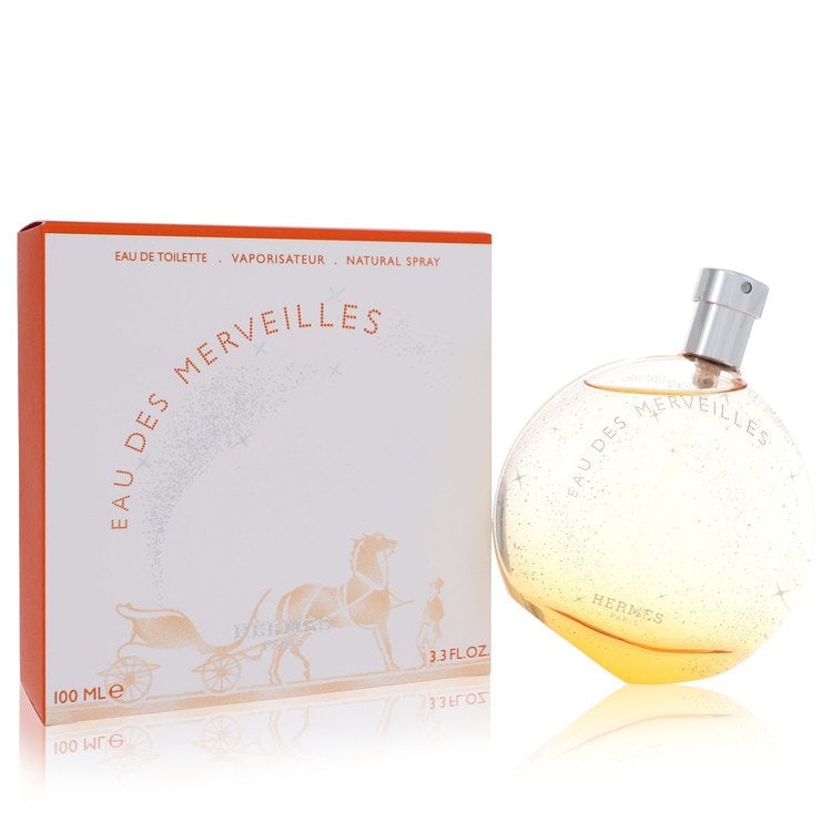 Eau Des Merveilles by Hermes Eau De Toilette Spray 3.4 oz: Eau Des Merveilles by Hermes Eau De Toilette Spray 3.4 oz Eau De Merveilles by Hermes is a warm, feminine scent launched in 2004. This fragrance features a blend of vetiver, oak, and cedar as its top