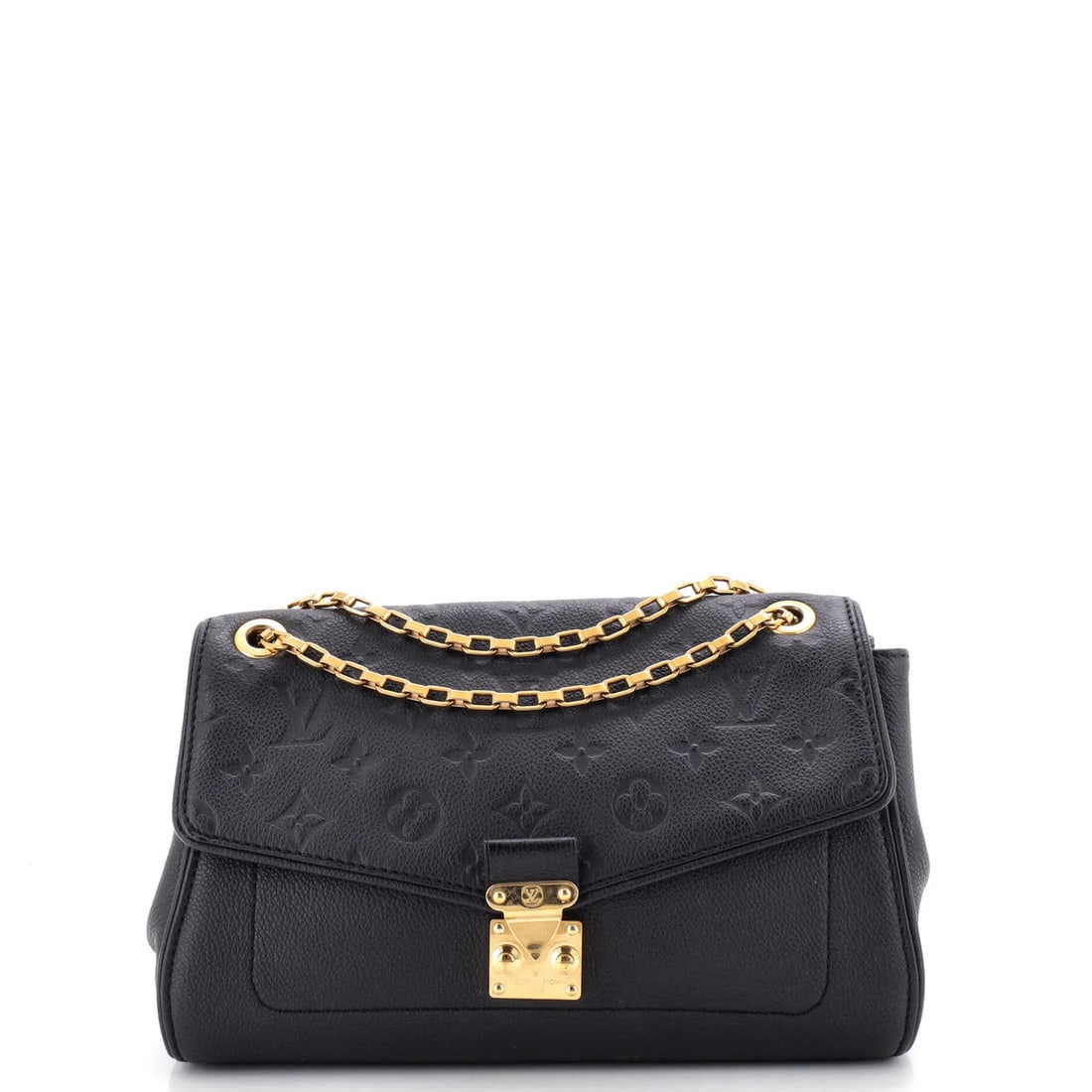 Saint Germain Monogram Leather PM Louis Vuitton: Saint Germain Monogram Leather PM Louis Vuitton The Saint Germain Monogram Leather PM Louis Vuitton shoulder bag boasts a sleek black exterior with gold hardware, featuring the iconic Empreinte monogr