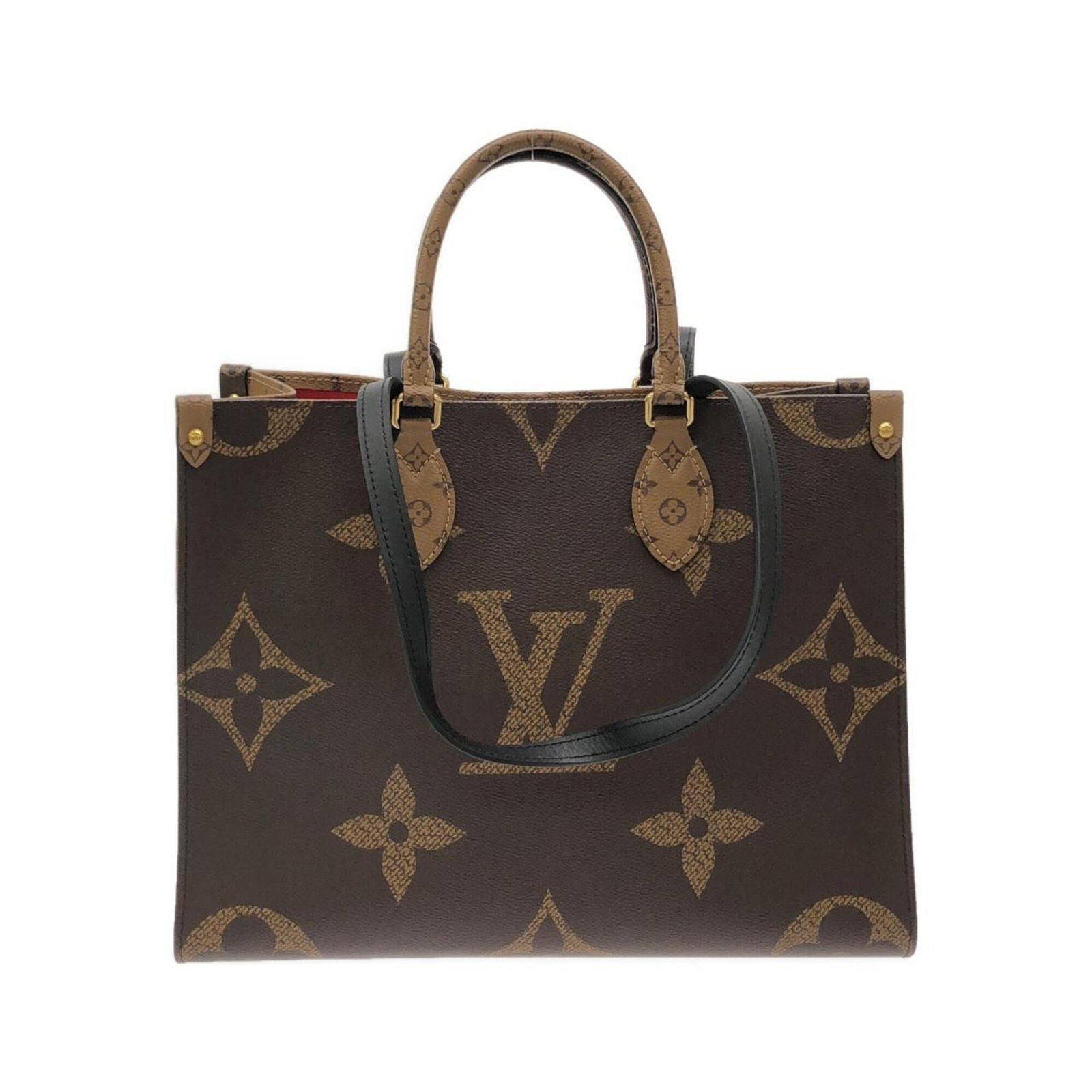 Canvas Coated Louis Vuitton Handbag: Canvas Coated Louis Vuitton Handbag Marron canvas coated Louis Vuitton handbag with gold hardware, measuring 26.5cm x 34.5cm x 14cm, features a classic design that showcases the iconic brand's