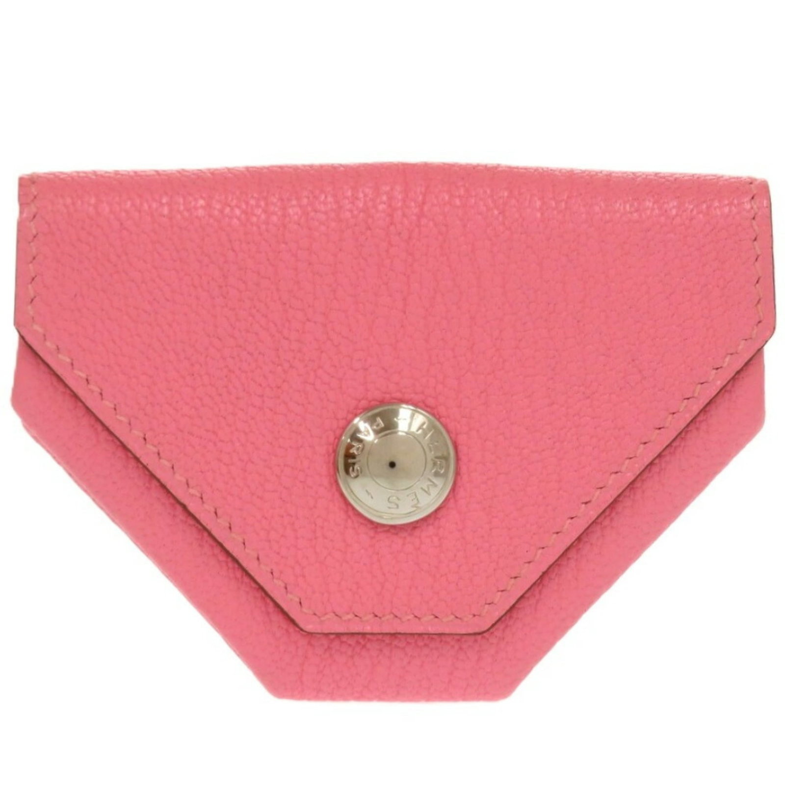Hermes Coin Purse/ Coin Case Chevre Leather: Hermes Coin Purse/ Coin Case Chevre Leather Chevre leather coin purse from Herm?s, crafted in France. This pink, 6.5cm x 10.5cm x 3cm case features the iconic brand's signature style and quality.