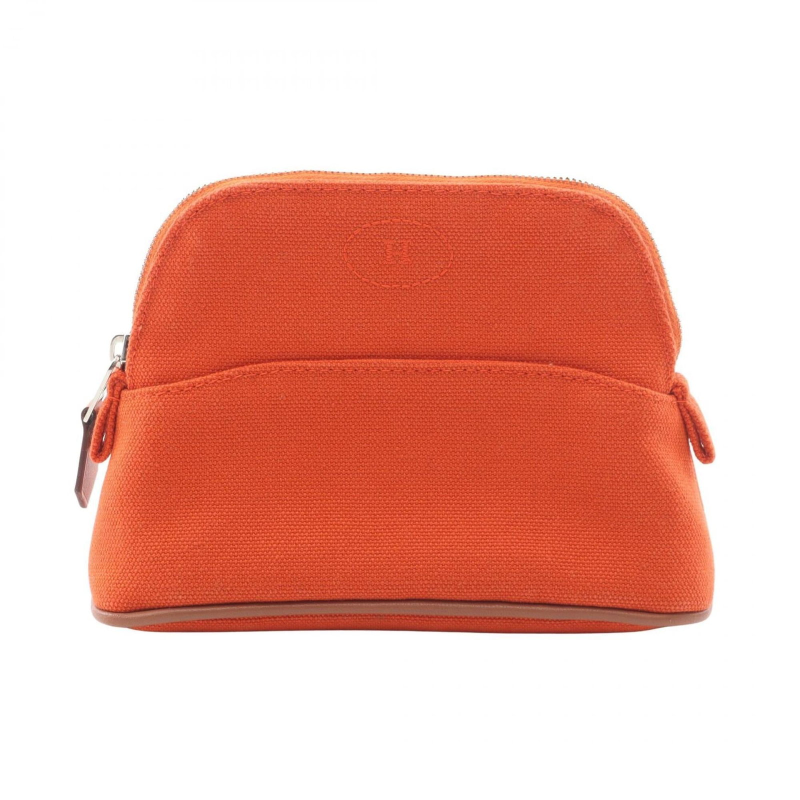 Hermes Handbag Pouch Canvas Leather: Hermes Handbag Pouch Canvas Leather Canvas and leather combine in this vibrant Feu, Orange Hermes handbag pouch, measuring 11cm x 16cm. The canvas material provides a unique texture while the leather 