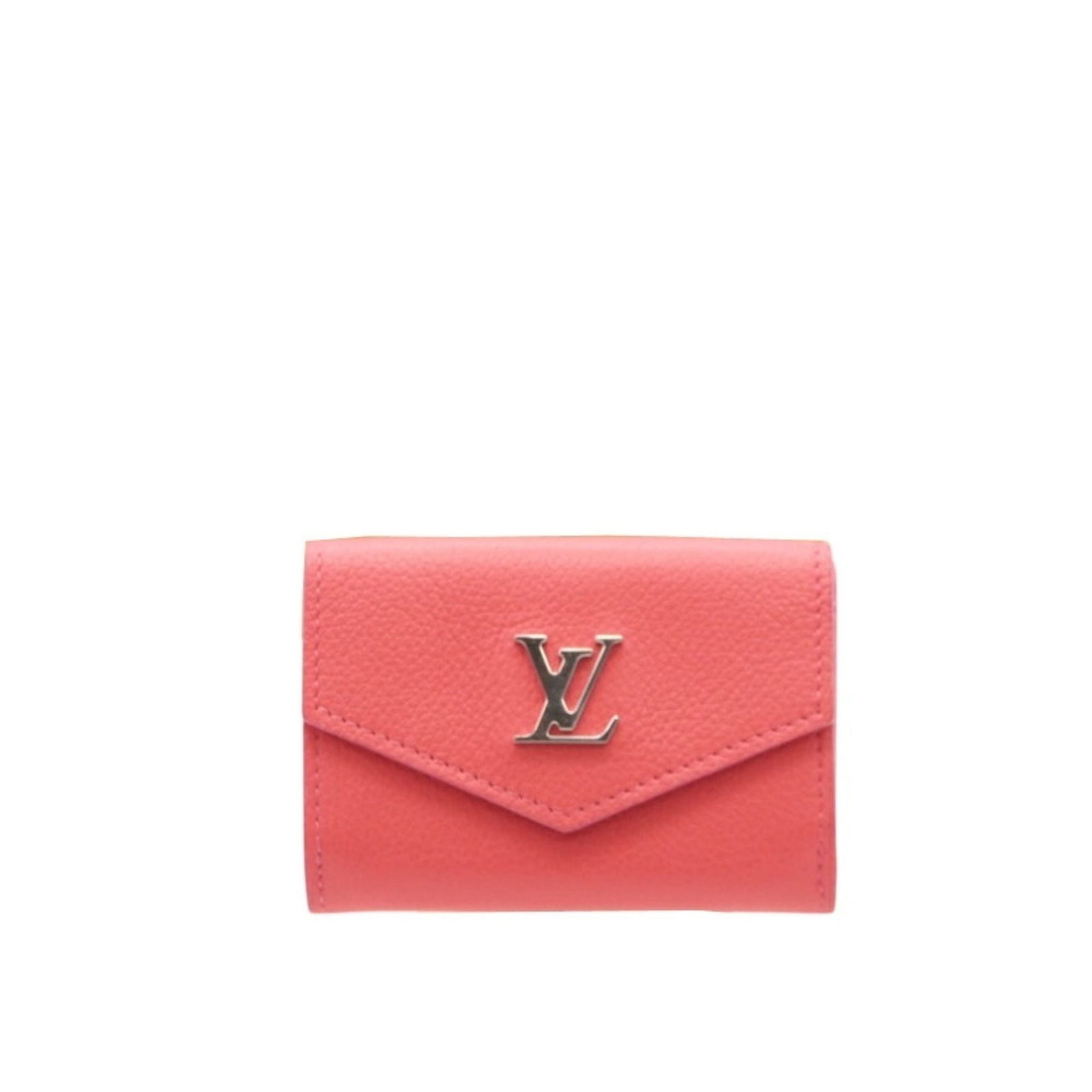 Leather wallet fold Louis Vuitton: Leather wallet fold Louis Vuitton This Louis Vuitton tri-fold wallet features a striking pink leather design, measuring 7cm x 9.5cm x 2cm in size. The iconic fold design and premium leather