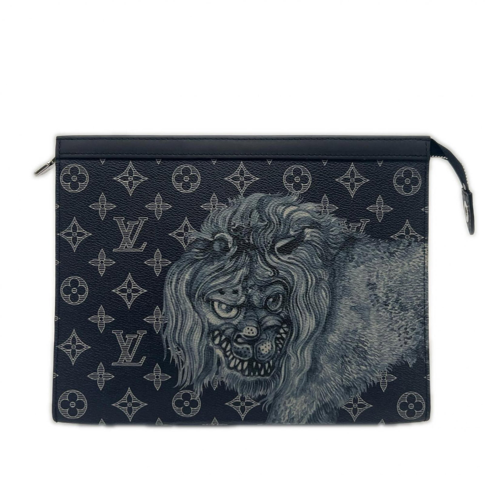Leather Louis Vuitton Clutch Bag: Leather Louis Vuitton Clutch Bag Black, Navy, and White leather Louis Vuitton clutch bags are available. Made from high-quality leather, these stylish bags feature a zipper closure and come in three