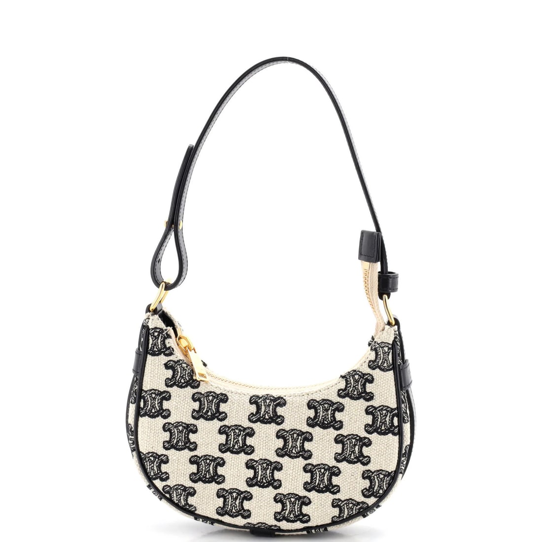 Ava Triomphe Canvas Celine Mini: Ava Triomphe Canvas Celine Mini Ava Triomphe Canvas Celine Mini - A Neutral and Elegant Shoulder Bag. This mini shoulder bag features canvas exterior with neutral color, leather interior in black,