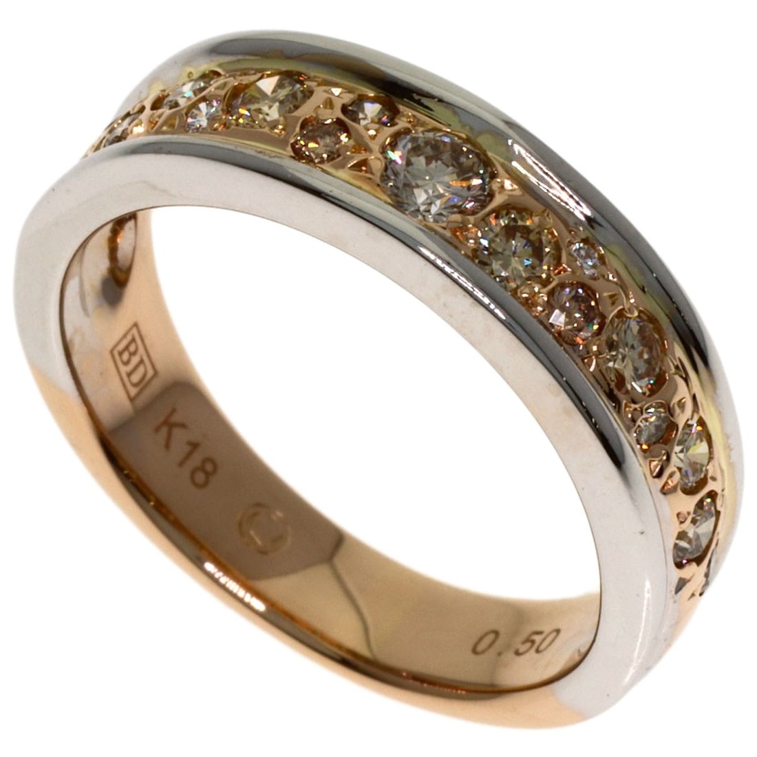 Diamond ring brown K18 gold Kashikey Melange: Diamond ring brown K18 gold Kashikey Melange K18BG diamond ring in brown Kashikey Melange gold, featuring a D 0.5ct diamond and available in size 6.5(US). This elegant ring showcases the beauty of Kas