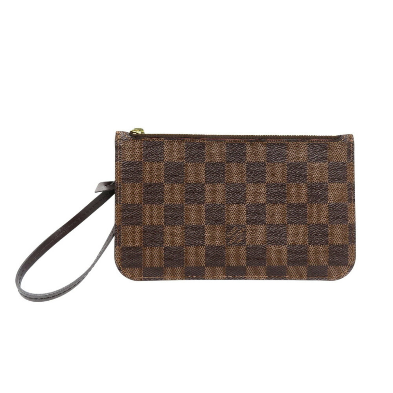 Canvas Damier Pouch Vuitton Louis: Canvas Damier Pouch Vuitton Louis Damier canvas in brown, gold hardware, and a classic Louis Vuitton design make up this stylish women's pouch. Measuring 12cm x 19cm, it features the iconic Damier pat