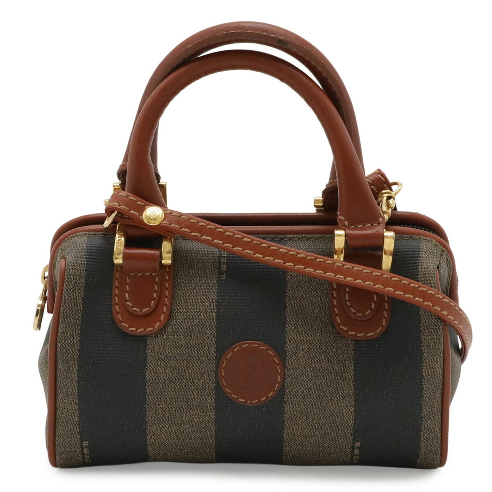Fendi Boston Bag Handbag Shoulder Bag Coated Canvas Leather: Fendi Boston Bag Handbag Shoulder Bag Coated Canvas Leather Coated canvas and leather come together in the iconic Fendi Boston bag, designed for effortless style. This shoulder bag features a classic 
