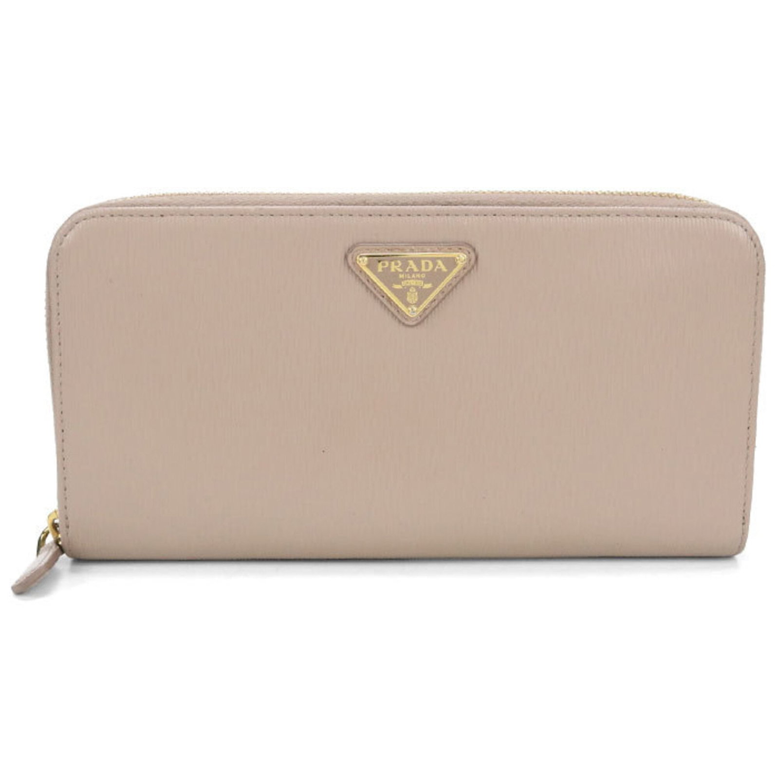 Prada Long Wallet (Bi-Fold) Leather: Prada Long Wallet (Bi-Fold) Leather The Prada Long Wallet (Bi-Fold) Leather features a classic design with a beige color and calfskin material, measuring 10.5cm x 20cm x 2cm in size. This bi-fold