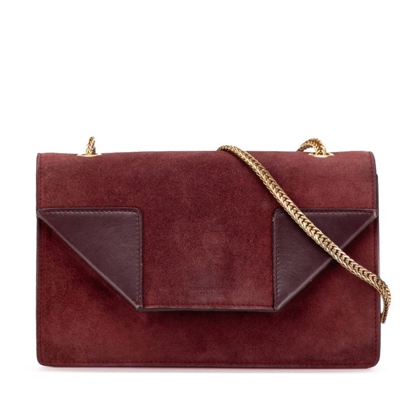 Suede leather bag shoulder Saint Laurent: Suede leather bag shoulder Saint Laurent Suede leather bag from Saint Laurent, featuring Bordeaux and Red color options. This shoulder bag measures 13cm x 21cm x 6cm and boasts a classic design with l