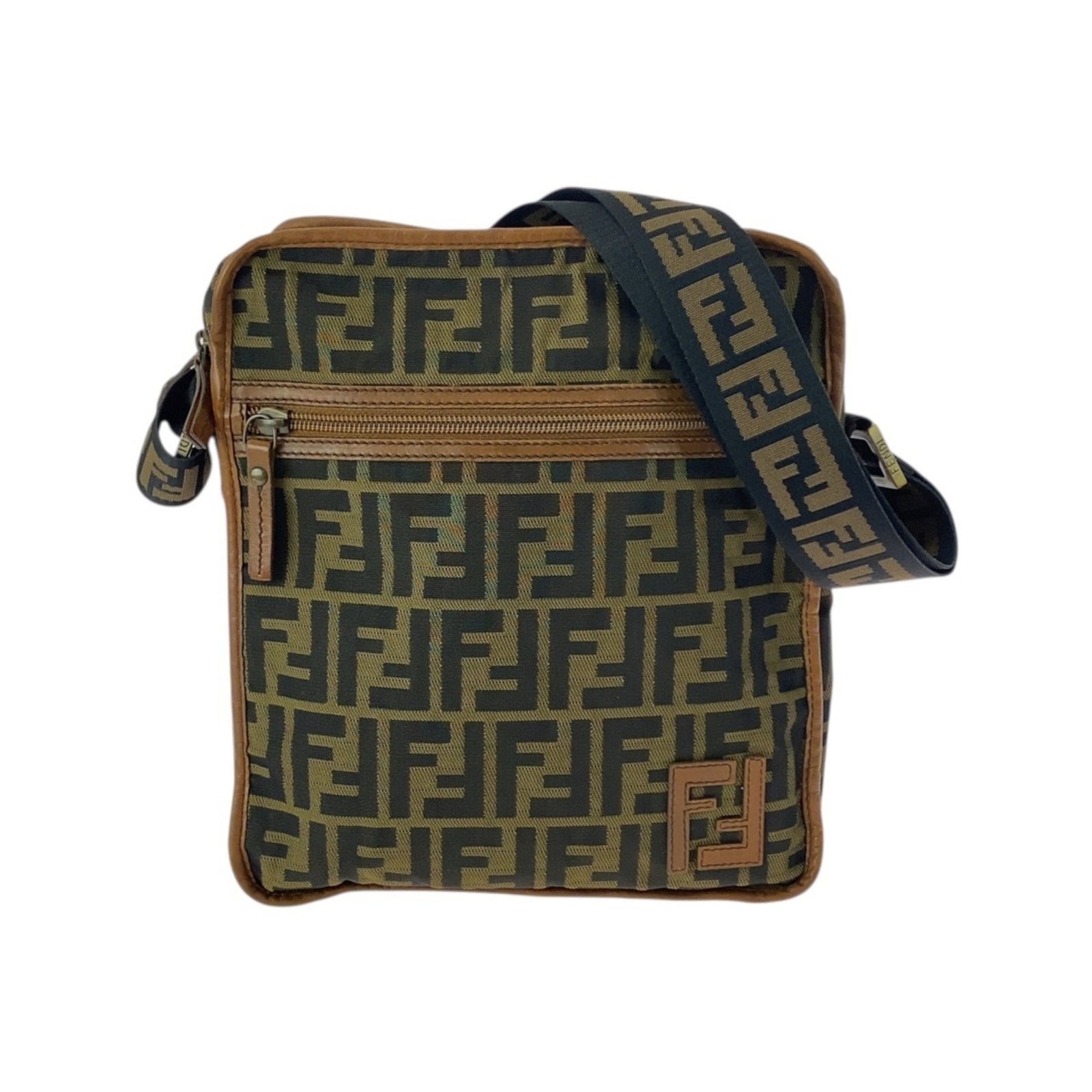 Nylon Shoulder Pochette By Fendi: Nylon Shoulder Pochette By Fendi Nylon Shoulder Pochette by Fendi boasts sleek, modern design in beige and brown hues. The gold hardware adds a touch of sophistication to this versatile, shoulder bag.