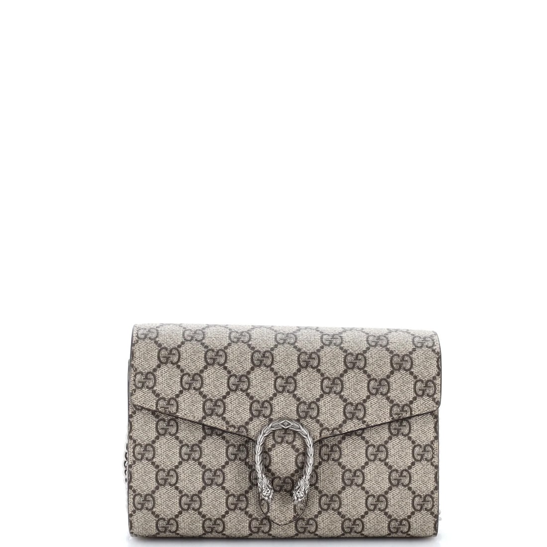 Small chain wallet coated canvas GG Gucci Dionysus: Small chain wallet coated canvas GG Gucci Dionysus Small chain wallet coated canvas GG Gucci Dionysus. This cross body bag features a brown canvas exterior with a small size, perfect for carrying esse