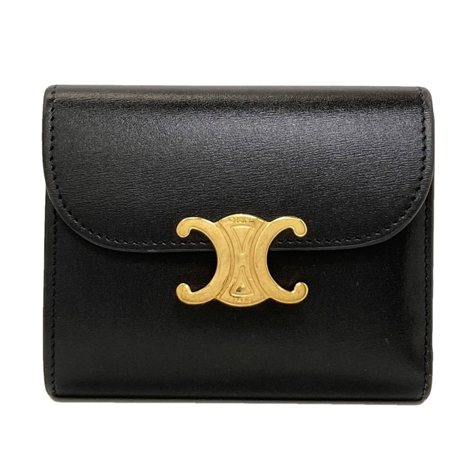 Celine Wallet (Tri-Fold) Leather: Celine Wallet (Tri-Fold) Leather The Celine Wallet (Tri-Fold) Leather features a sleek and sophisticated design, crafted from high-quality calfskin leather. Its tri-fold structure provides ample space