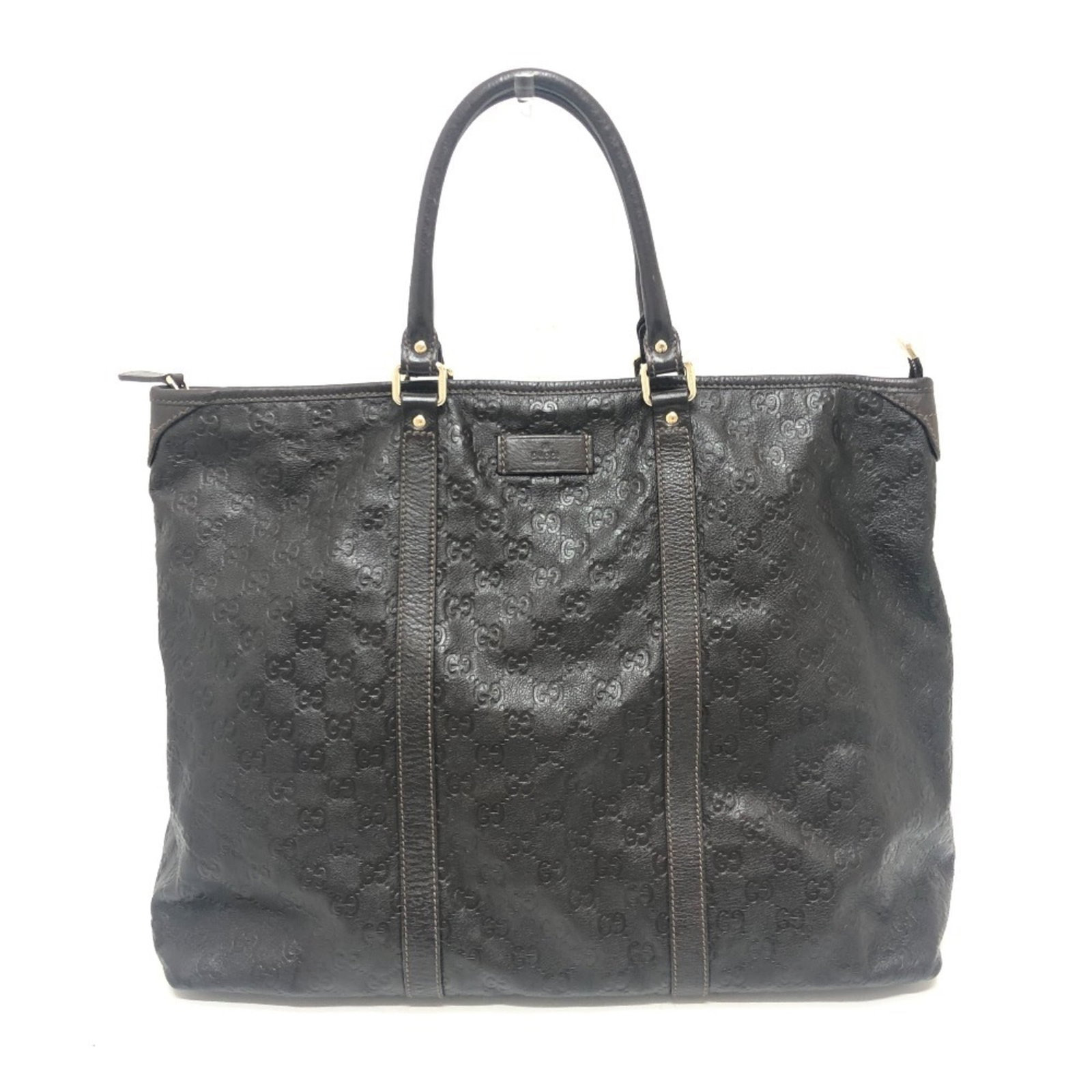 Handbag Leather Tote Gucci: Handbag Leather Tote Gucci Brown Gucci Leather Tote Bag, Italy Made. This classic tote bag features high-quality brown leather and measures 36cm x 43cm x 23cm. The simple design makes it a timeless ac