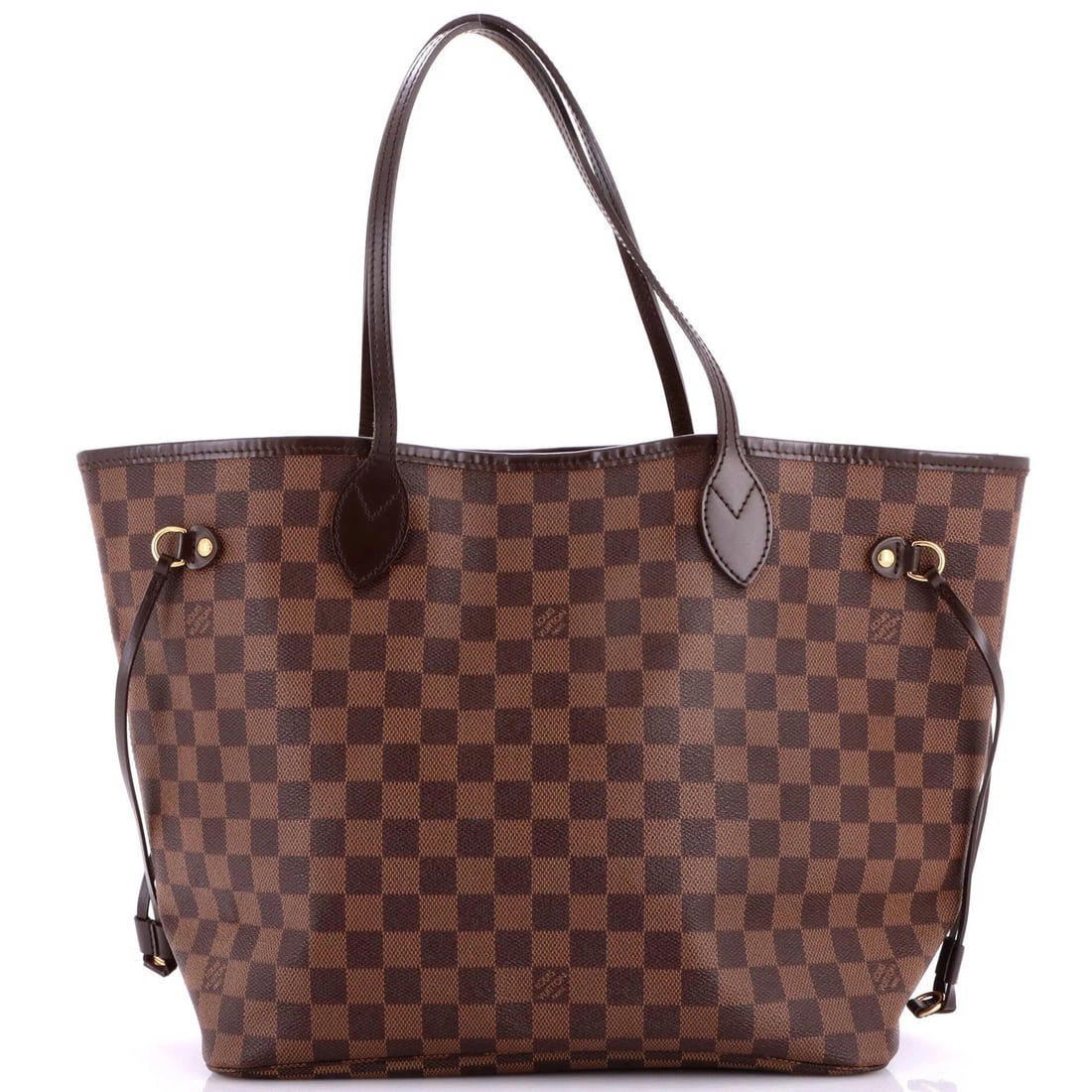 Louis Vuitton Neverfull Tote Damier MM: Louis Vuitton Neverfull Tote Damier MM Brown Louis Vuitton Neverfull Tote Damier MM in Good Condition. This classic tote features a canvas-coated exterior with heavy corner wear, scuffs, and minor