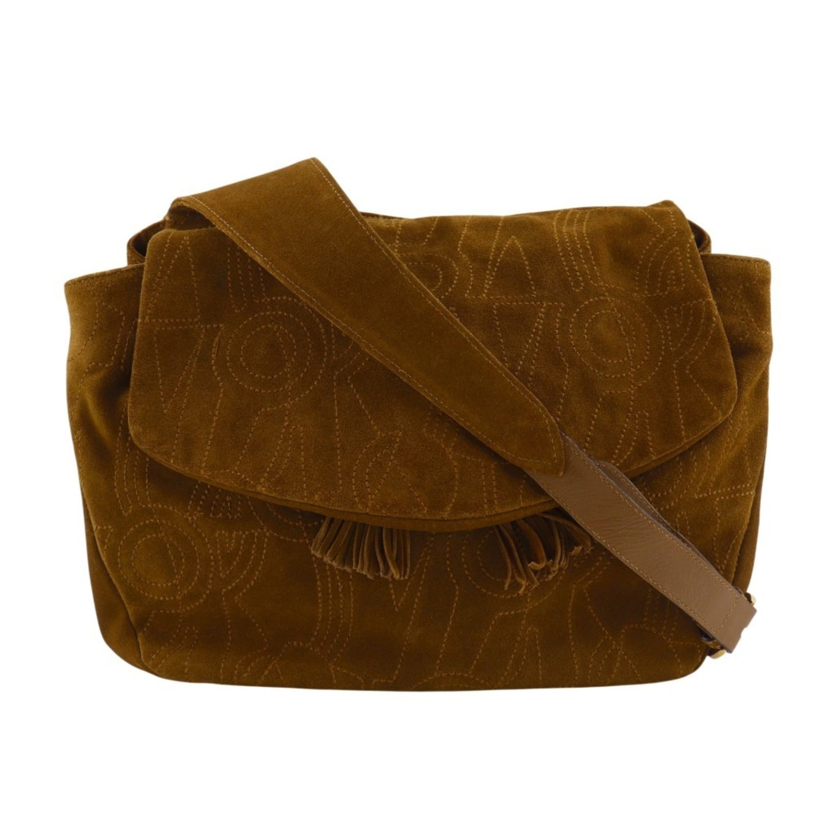 Ferragamo Salvatore Shoulder Bag Suede: Ferragamo Salvatore Shoulder Bag Suede Suede shoulder bag from Salvatore Ferragamo's bz-21 model, measuring 21cm x 33cm x 13cm. This camel-colored bag features high-quality suede material and a