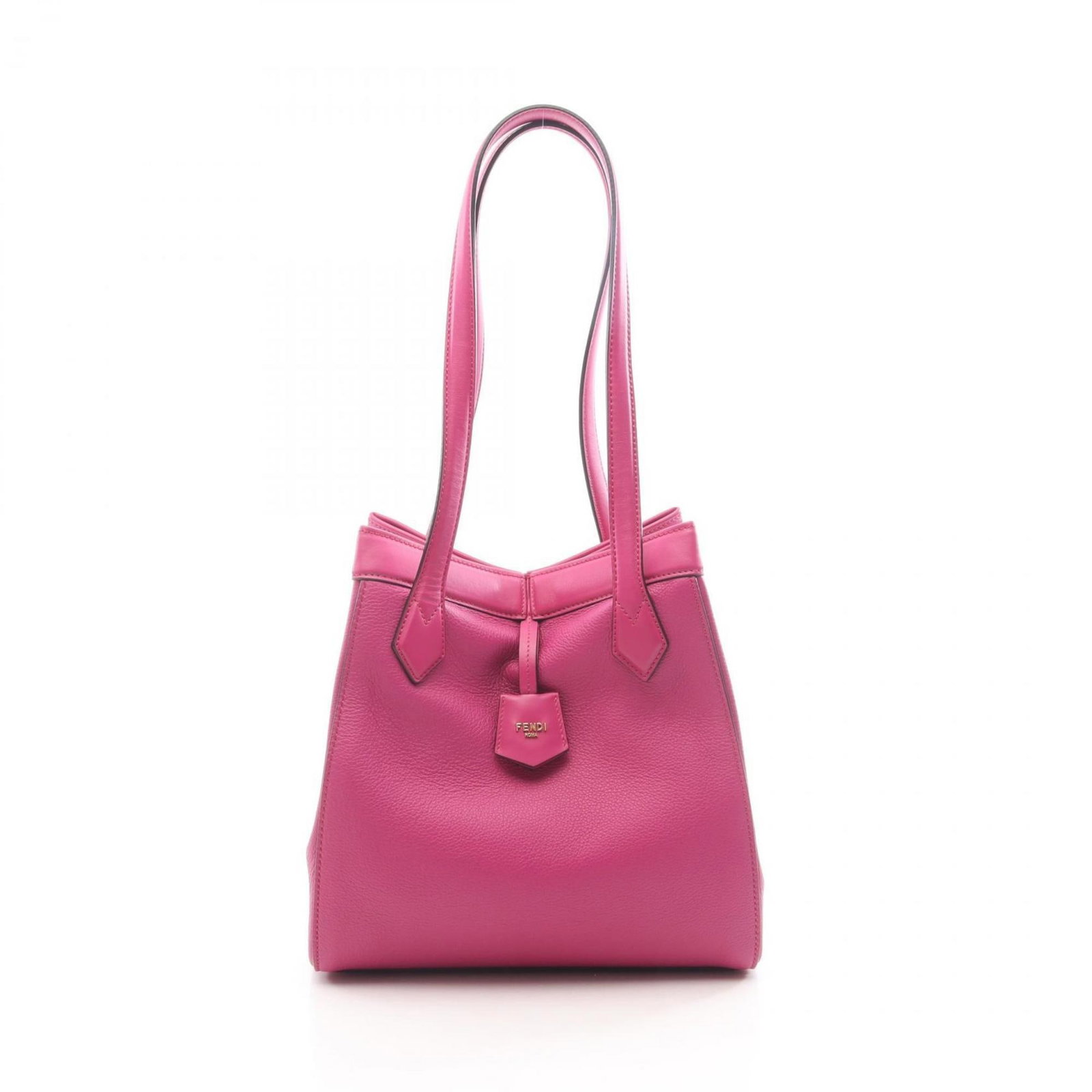 Bag Leather Fendi Tote: Bag Leather Fendi Tote Pink Fendi leather tote bag with a classic design, measuring 26cm x 27cm x 14cm. Made from high-quality leather, this stylish bag features a timeless pink color that adds a touc