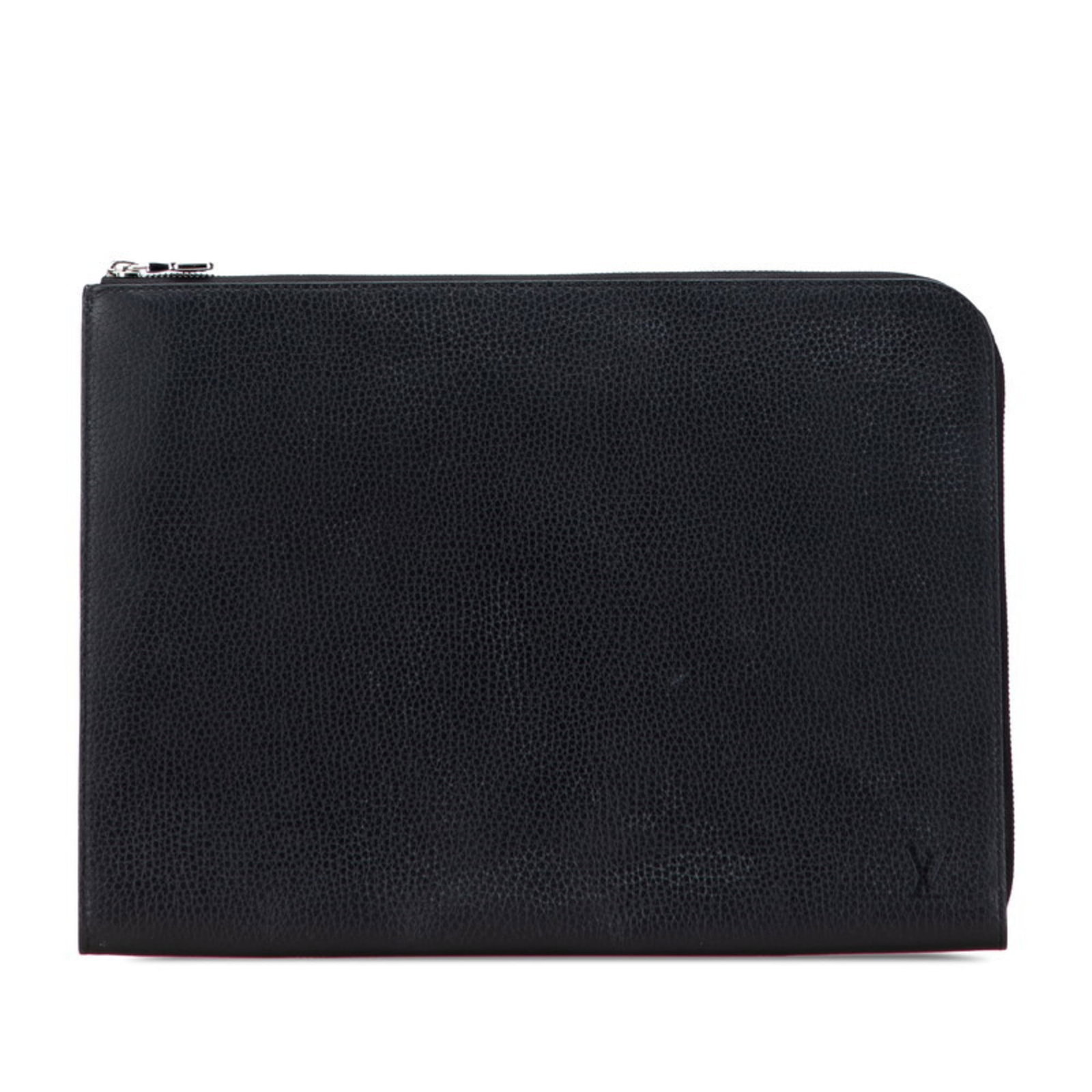 Pochette Leather Clutch Louis Vuitton: Pochette Leather Clutch Louis Vuitton Black, Noir Pochette Leather Clutch from Louis Vuitton features a classic design with a zipper closure and RFID protection. Measuring 24cm x 35cm x 1cm, this