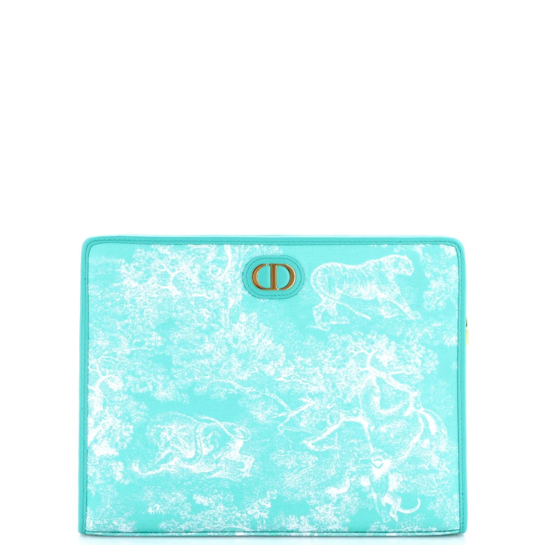 Zip Pouch Jacquard Canvas Christian Dior Medium Montaigne: Zip Pouch Jacquard Canvas Christian Dior Medium Montaigne Zip Pouch in Medium Montaigne Green, featuring a striking Jacquard canvas exterior and luxurious leather interior, with gold hardware
