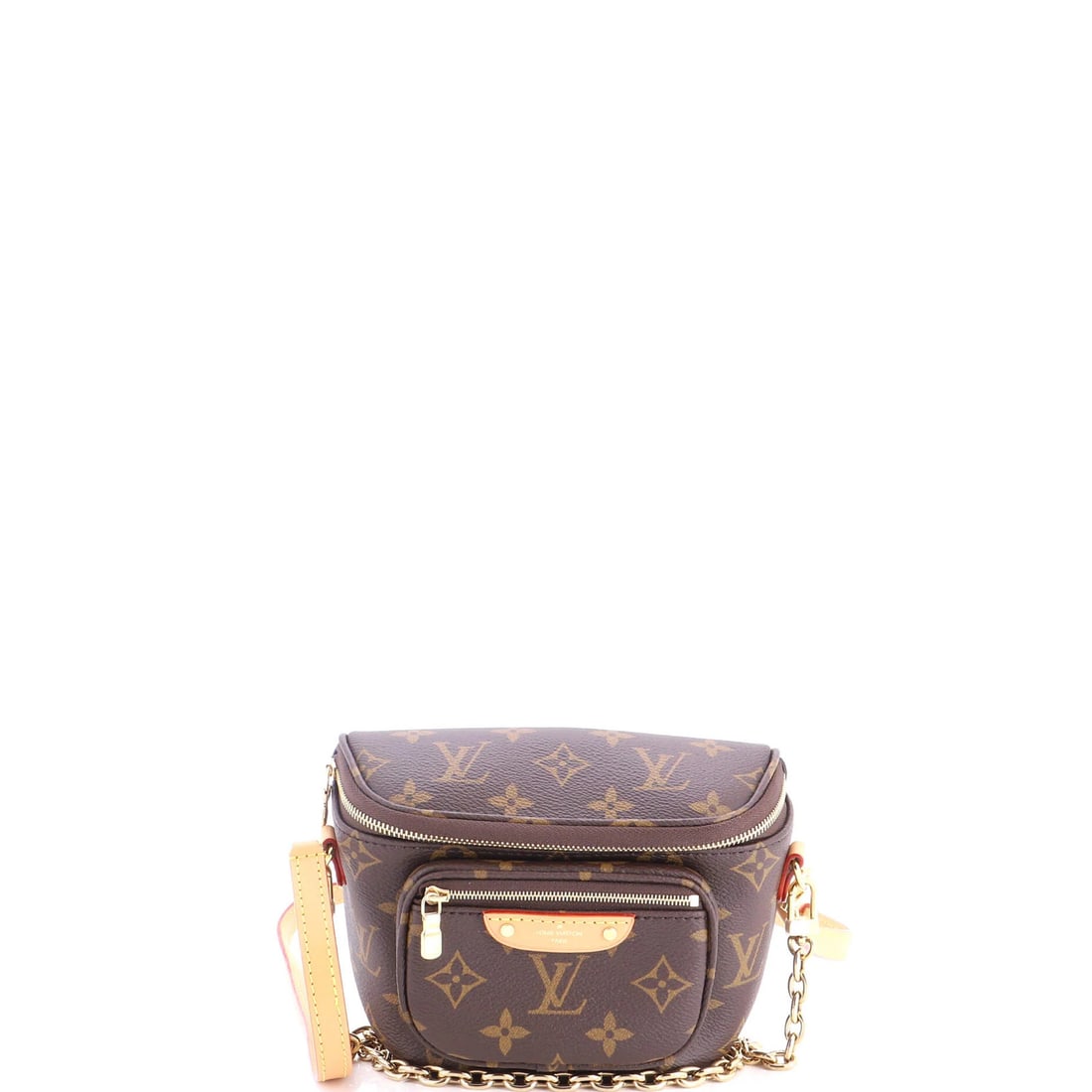 Mini canvas bag monogram Louis Vuitton: Mini canvas bag monogram Louis Vuitton Mini Louis Vuitton monogram canvas bag in brown, featuring scuffs and edge wear on the exterior. The interior is made of microfiber with a matching gold tone