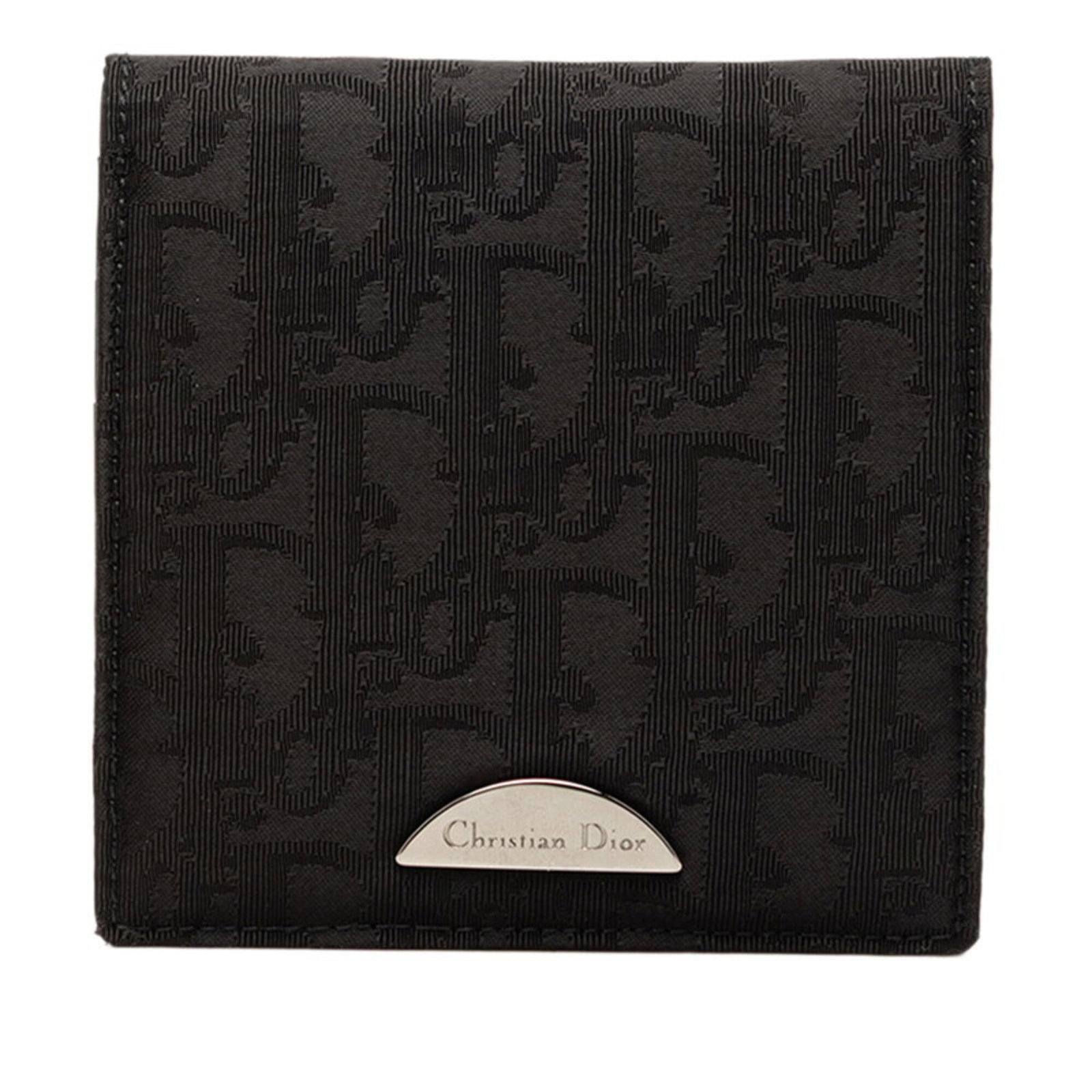 Jacquard nylon leather bi-fold wallet by Christian Dior: Jacquard nylon leather bi-fold wallet by Christian Dior Jacquard nylon leather bi-fold wallet by Christian Dior, featuring a sleek black design with intricate details. Made from high-quality