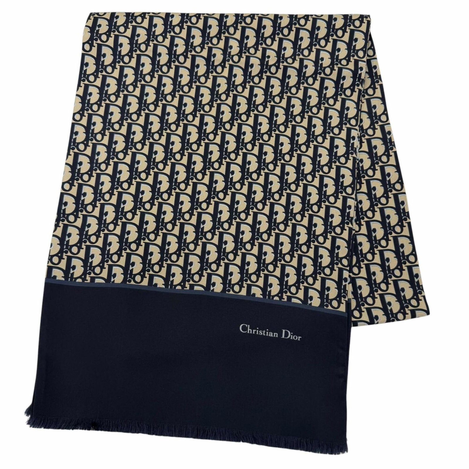 Dior Stole Silk: Dior Stole Silk The Dior stole silk is a stunning piece, measuring 1.74m x 33cm in size and crafted from luxurious silk material. Its classic beige and navy color options make it a versatile