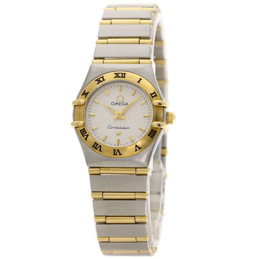 Omega Constellation Mini Full Bar Watches 1362.30 Stainless Steel/ Ssxk18Yg: Omega Constellation Mini Full Bar Watches 1362.30 Stainless Steel/ Ssxk18Yg Omega Constellation Mini Full Bar Watches in gold, featuring an ivory dial and stainless steel case with a water-resistant d
