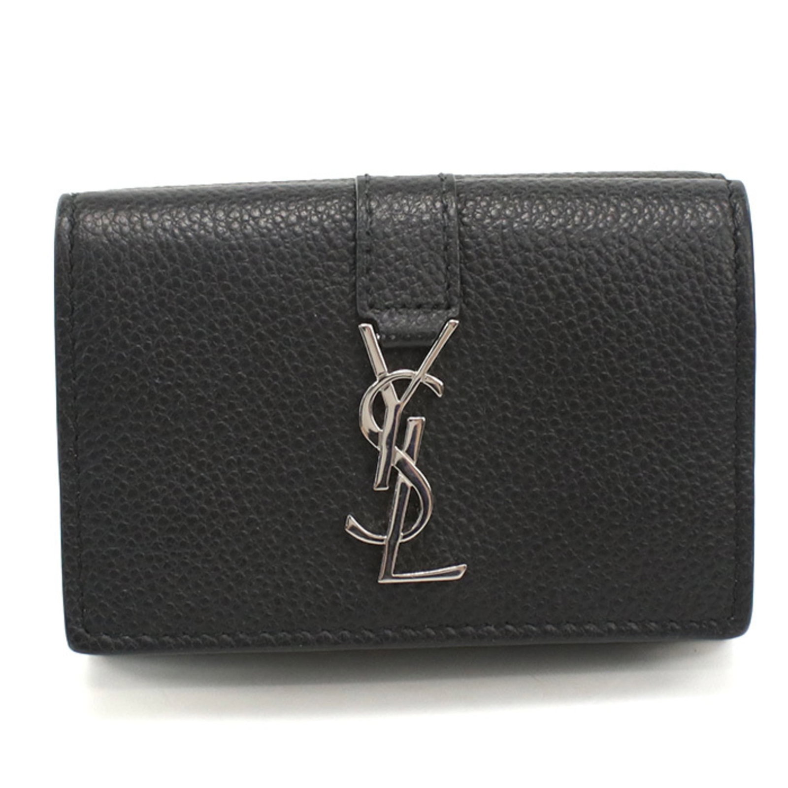 Saint Laurent Wallet Tri Fold Leather: Saint Laurent Wallet Tri Fold Leather Tri-fold leather wallet from Saint Laurent, crafted in Italy from high-quality calfskin. This sleek and stylish design features a classic black color that adds a
