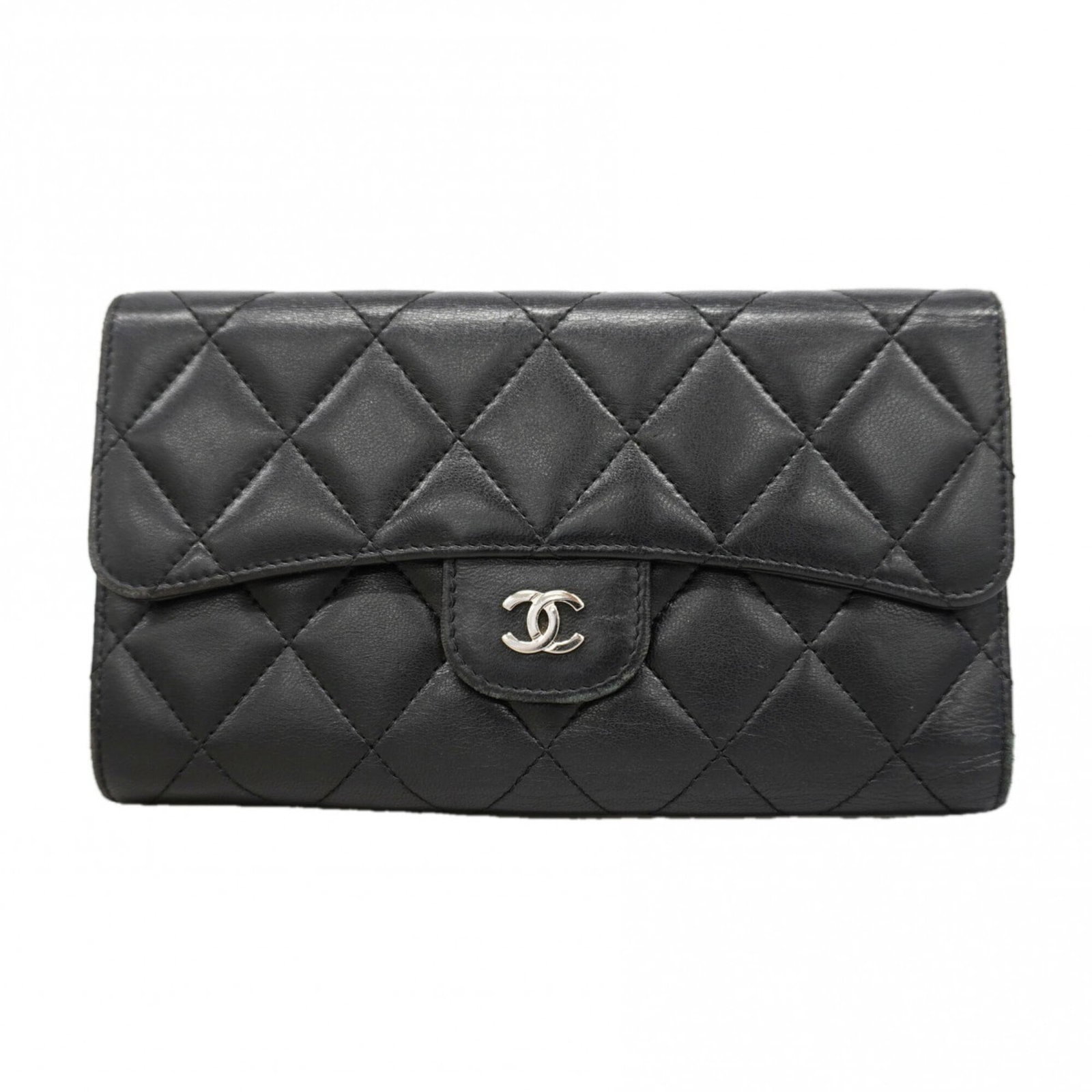 Chanel Long Tri Fold Leather Wallet: Chanel Long Tri Fold Leather Wallet The Chanel Long Tri Fold Leather Wallet boasts sleek, sophisticated design with its tri-fold layout and luxurious lambskin material. Measuring 10.5cm x 18.5cm x 3cm