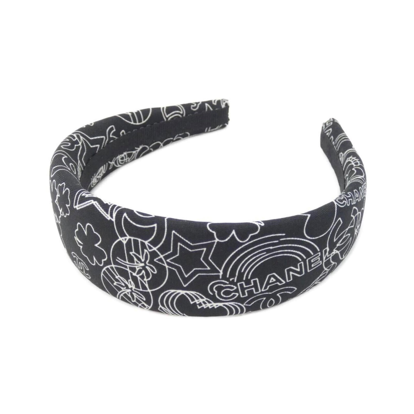 Chanel Alice Band Silk: Chanel Alice Band Silk Black and White Alice band made from silk, measuring 4.5cm x 1.77'' in length and width. This Chanel MPN AA9644 piece features a sleek design that adds a touch of elegance to
