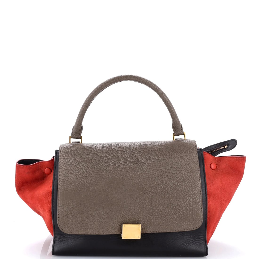 Medium trapeze bag leather Celine: Medium trapeze bag leather Celine Medium trapeze bag with multicolor leather exterior, featuring heavy creases and scuffs. This Celine satchel boasts a classic design with silver hardware and brown