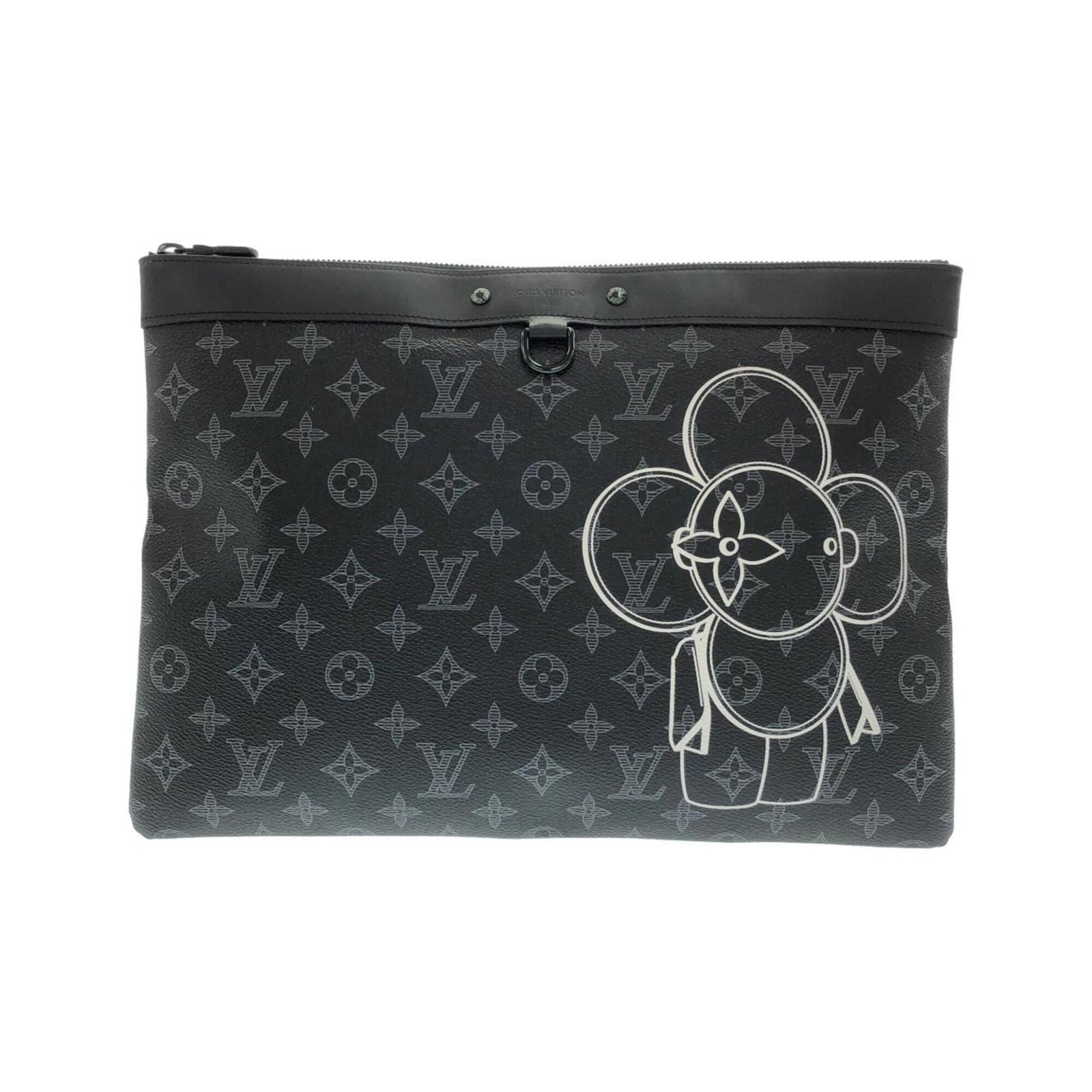Handbag Coated Canvas Leather Pochette Louis Vuitton: Handbag Coated Canvas Leather Pochette Louis Vuitton Coated canvas and leather come together in this sleek Louis Vuitton pochette, crafted with calfskin details. Measuring 26cm x 36cm x 1cm, it's a