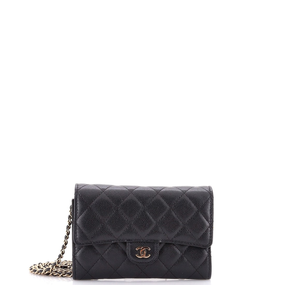 Chanel Mini Caviar Crossbody Classic Wallet Quilted Flap: Chanel Mini Caviar Crossbody Classic Wallet Quilted Flap The Chanel Mini Caviar Crossbody Classic Wallet Quilted Flap in black leather boasts a sleek, compact design with a quilted caviar pattern.